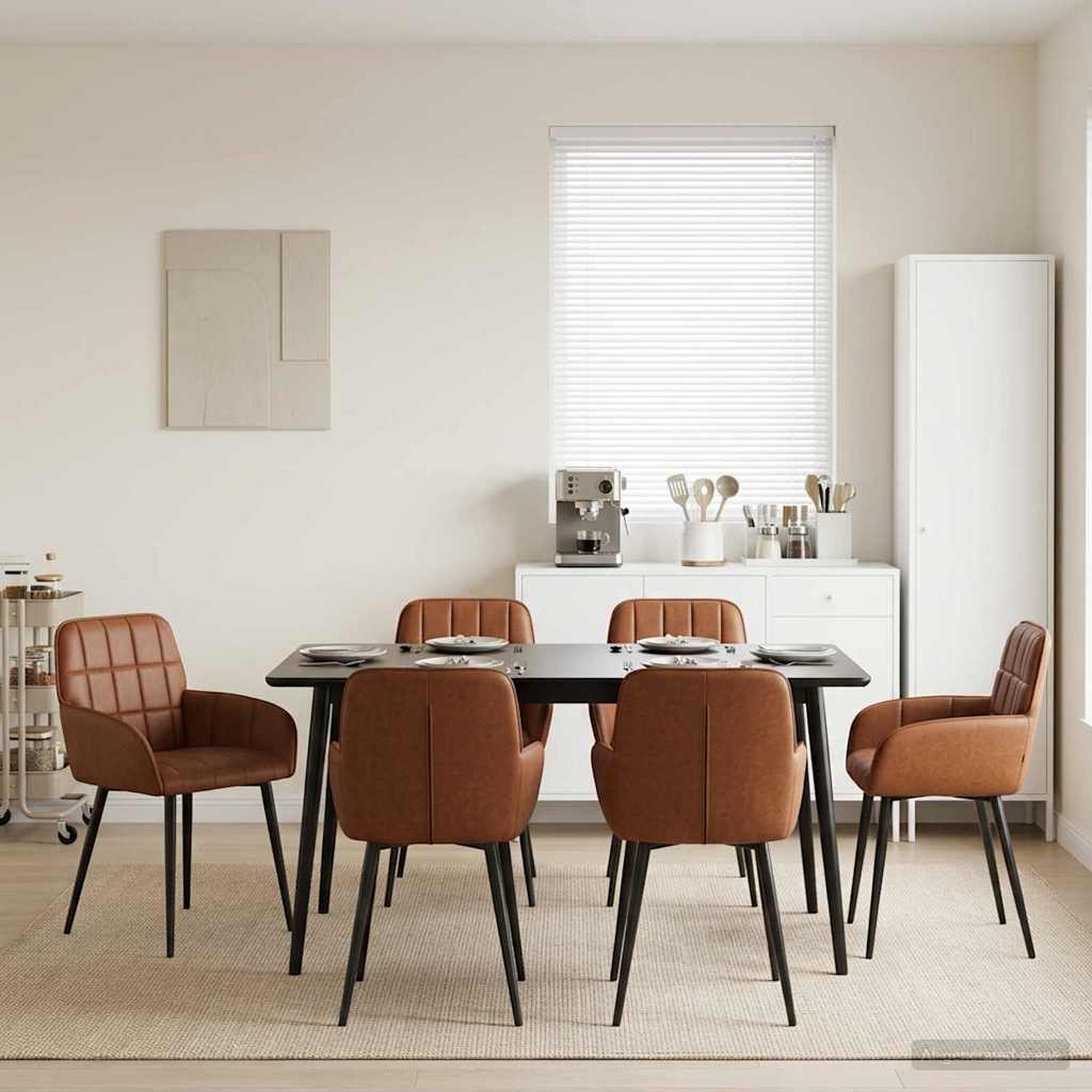 Καρέκλες φαγητού 6 pcs Τεχνητό Δέρμα Καφέ 57 x 50 x 85 εκ.