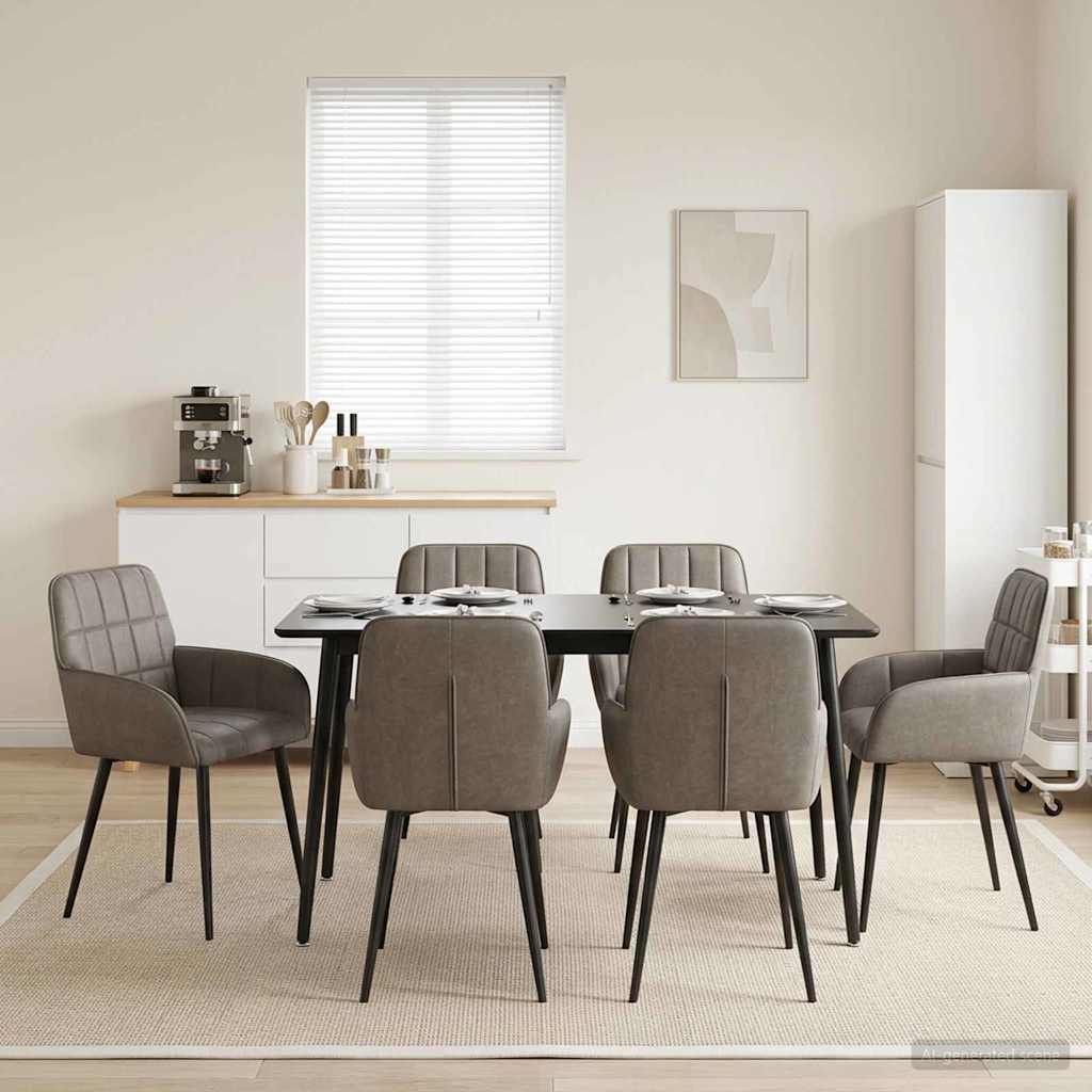 Καρέκλες φαγητού 6 pcs Τεχνητό Δέρμα Γκρι 57 x 50 x 85 εκ.