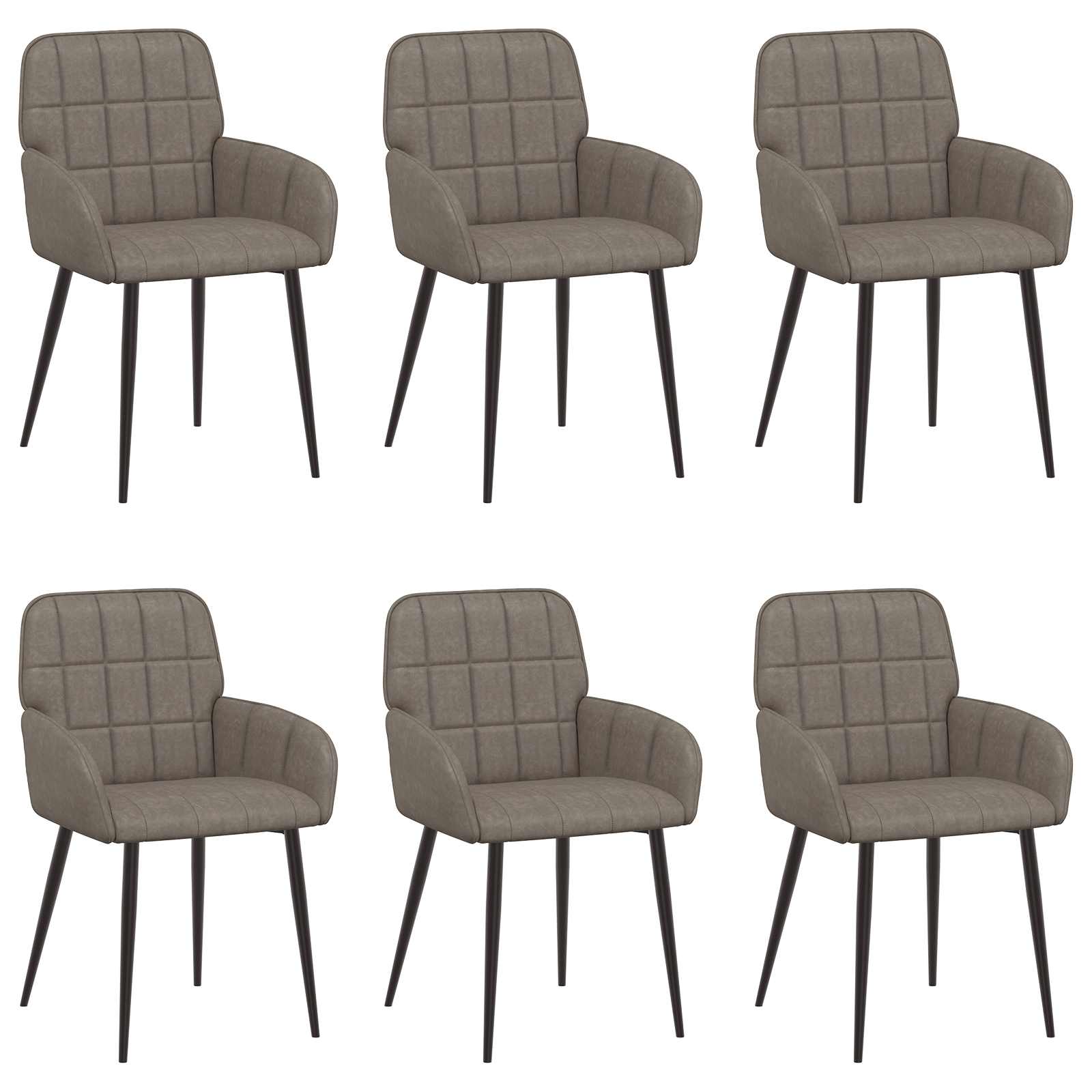 Καρέκλες φαγητού 6 pcs Τεχνητό Δέρμα Γκρι 57 x 50 x 85 εκ.