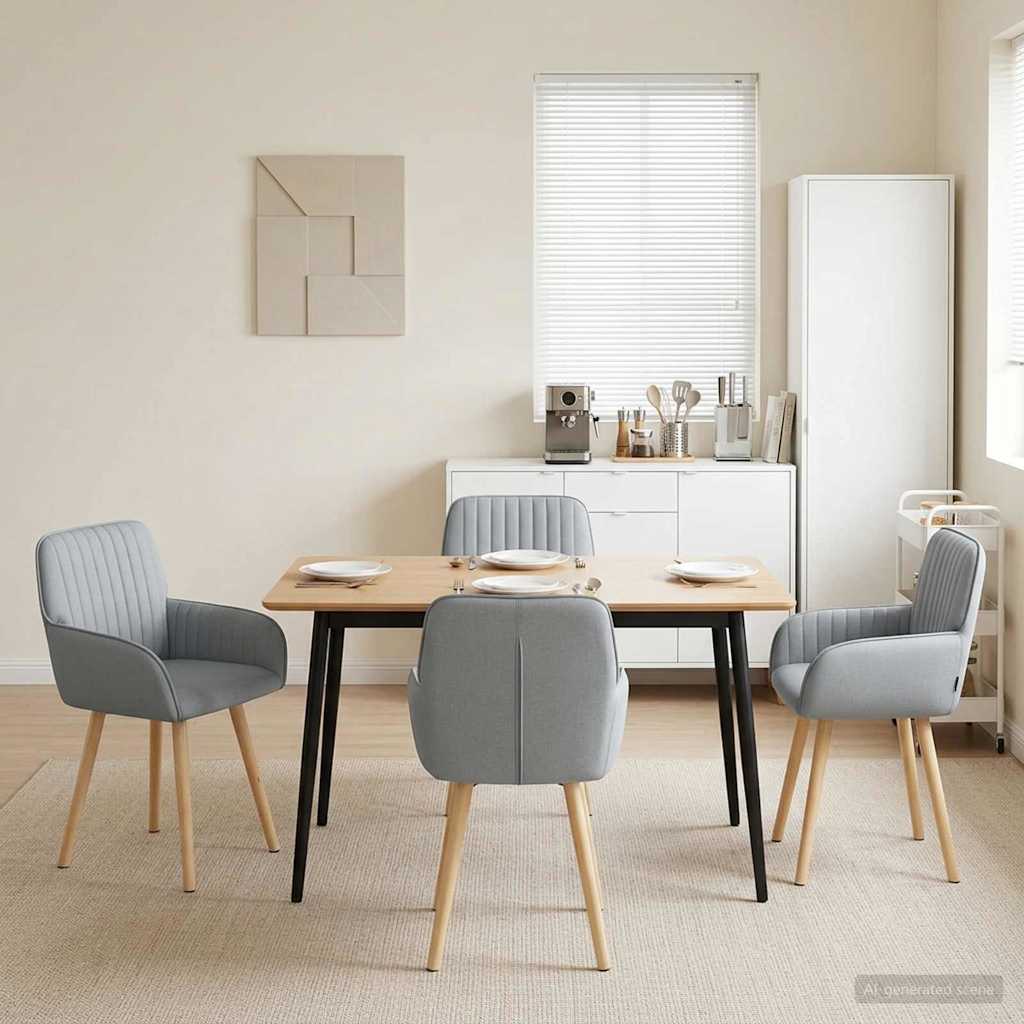 Καρέκλες φαγητού 4 pcs Ύφασμα Ανοιχτό γκρι 56,5 x 50 x 87,5 εκ.