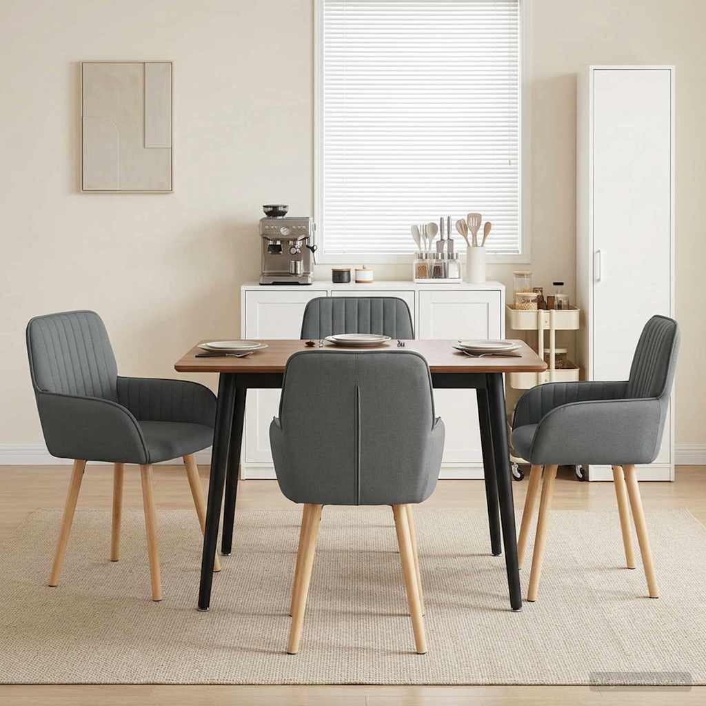 Καρέκλες φαγητού 4 pcs Ύφασμα Σκούρο Γκρι 56,5 x 50 x 87,5 εκ.