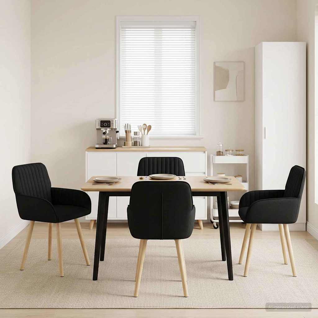 Καρέκλες φαγητού 4 pcs Ύφασμα Μαύρο 56,5 x 50 x 87,5 εκ. - Pakobazaar