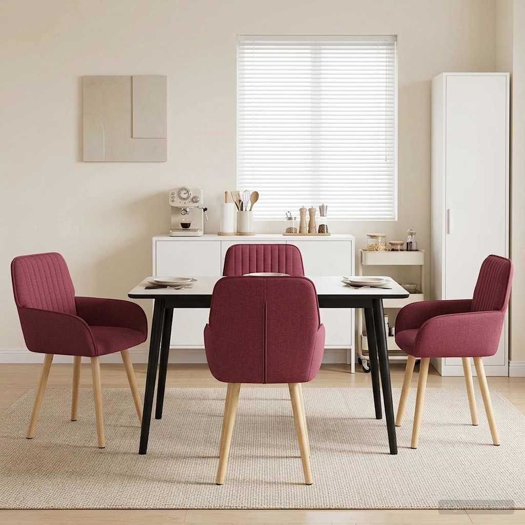 Καρέκλες φαγητού 4 pcs Ύφασμα Κόκκινο 56,5 x 50 x 87,5 εκ. - Pakobazaar