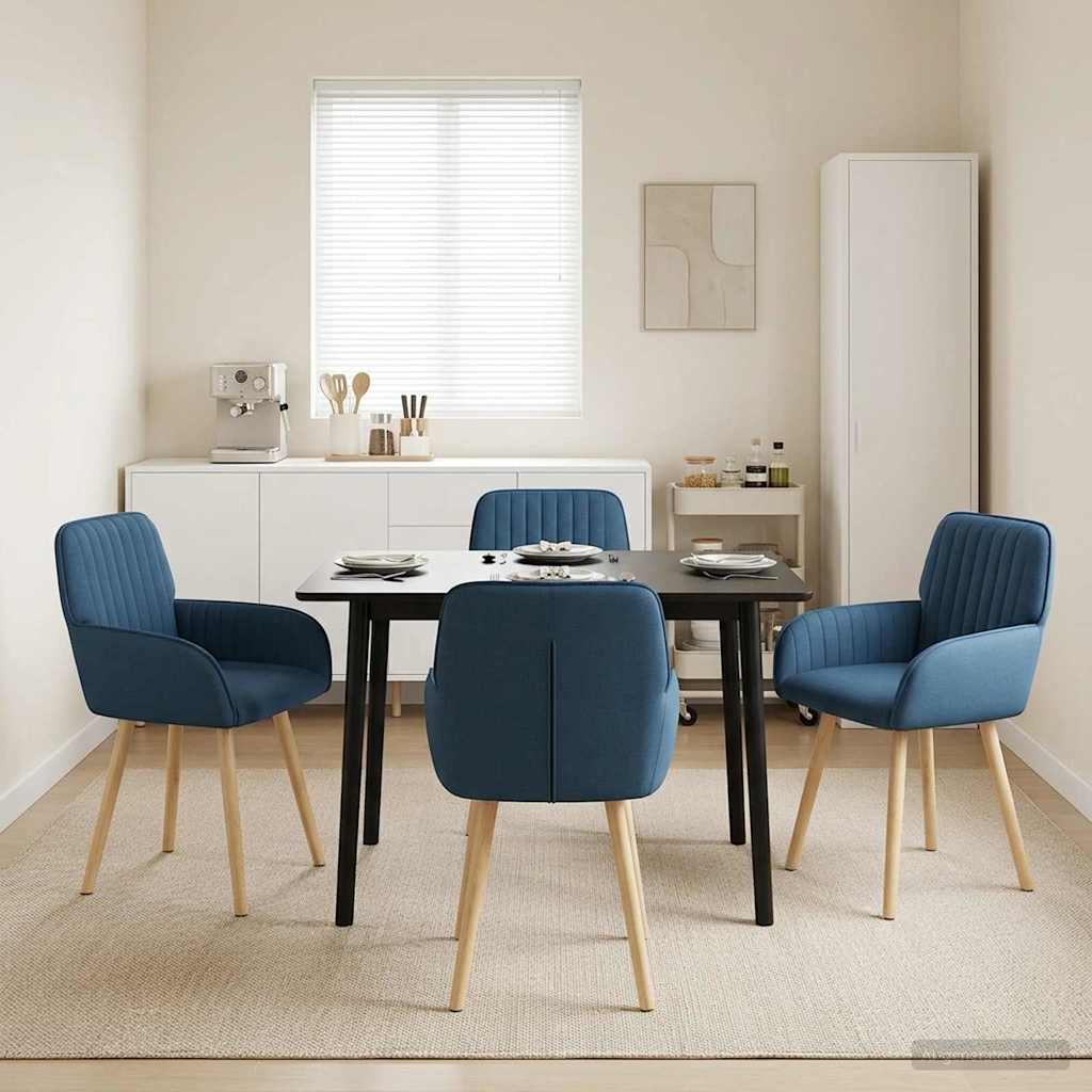Καρέκλες φαγητού 4 pcs Ύφασμα Μπλε 56,5 x 50 x 87,5 εκ.