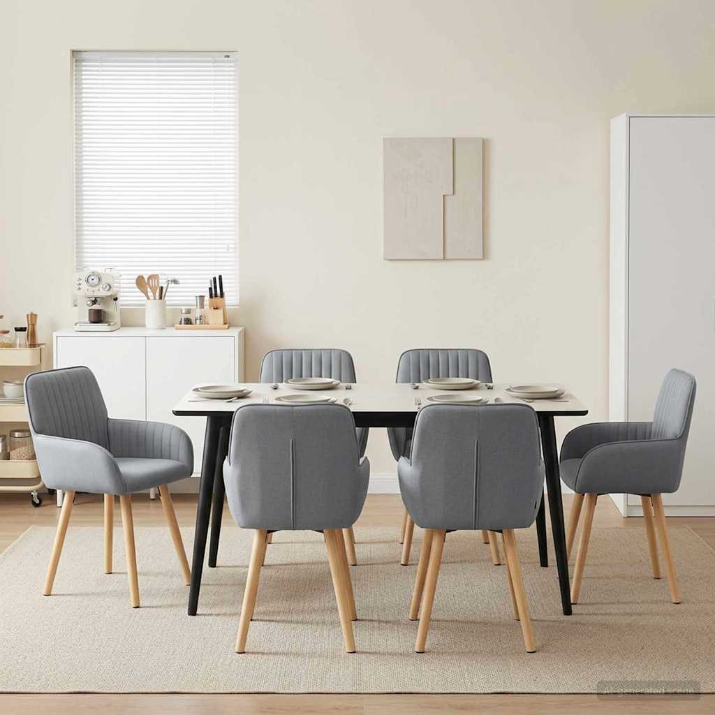 Καρέκλες φαγητού 6 pcs Ύφασμα Ανοιχτό γκρι 56,5 x 50 x 87,5 εκ. - Pakobazaar