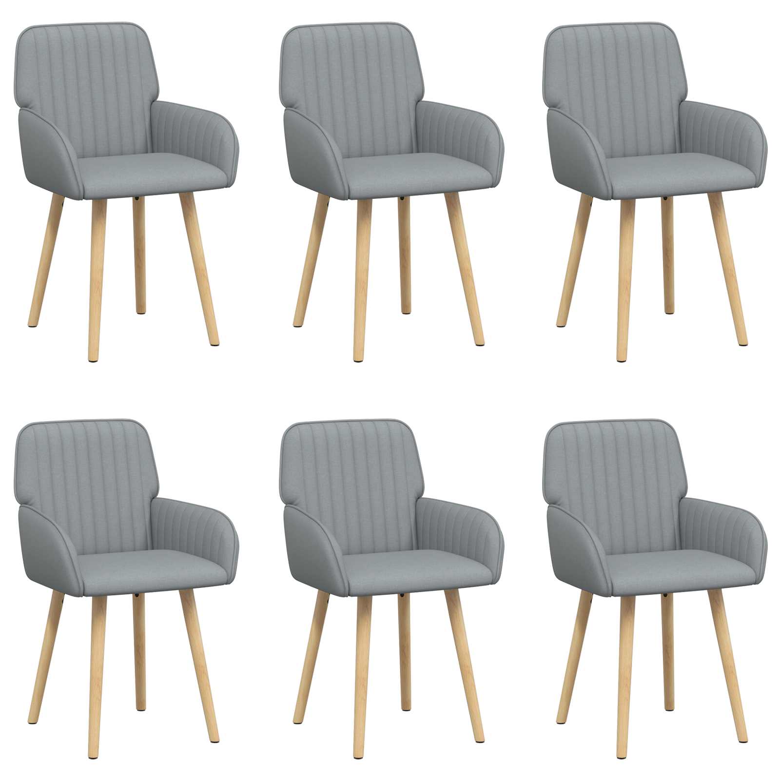 Καρέκλες φαγητού 6 pcs Ύφασμα Ανοιχτό γκρι 56,5 x 50 x 87,5 εκ. - Pakobazaar