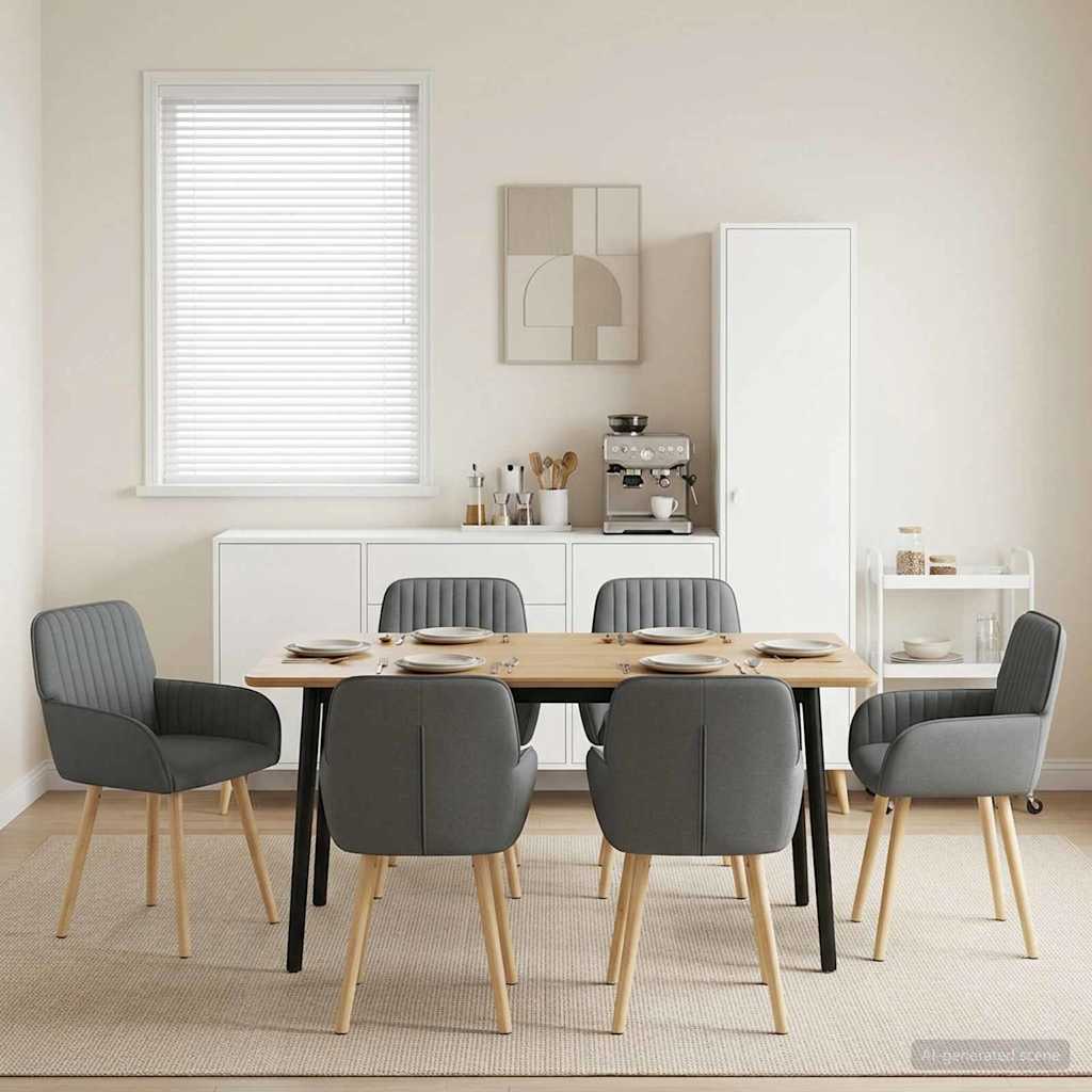 Καρέκλες φαγητού 6 pcs Ύφασμα Σκούρο Γκρι 56,5 x 50 x 87,5 εκ. - Pakobazaar