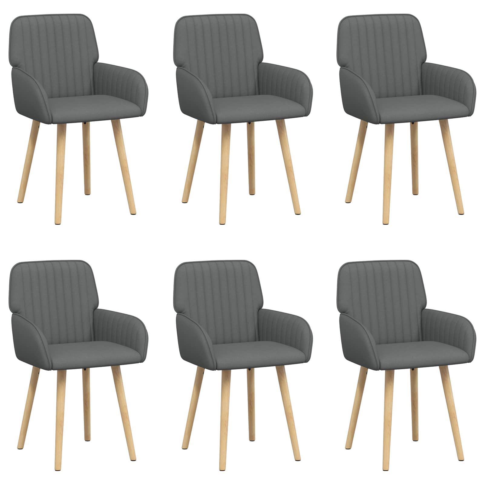 Καρέκλες φαγητού 6 pcs Ύφασμα Σκούρο Γκρι 56,5 x 50 x 87,5 εκ. - Pakobazaar