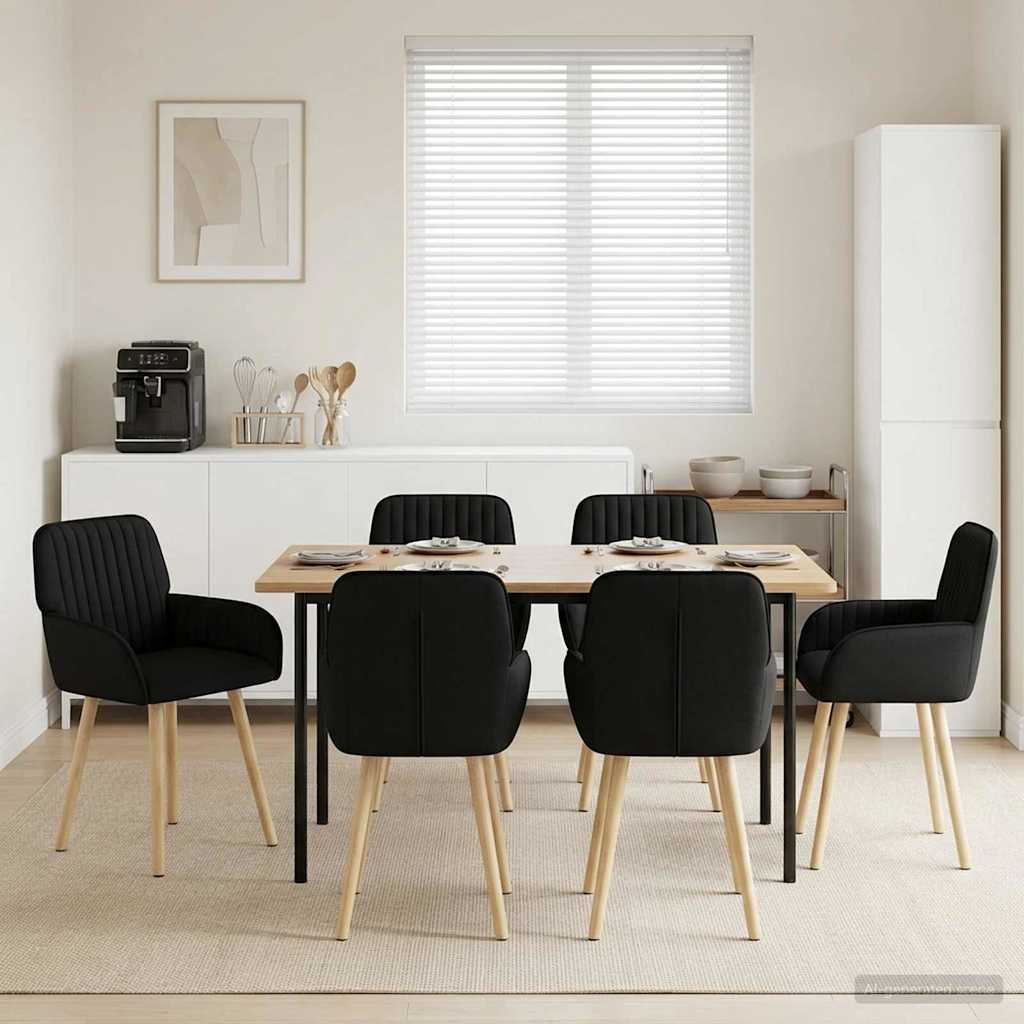 Καρέκλες φαγητού 6 pcs Ύφασμα Μαύρο 56,5 x 50 x 87,5 εκ.