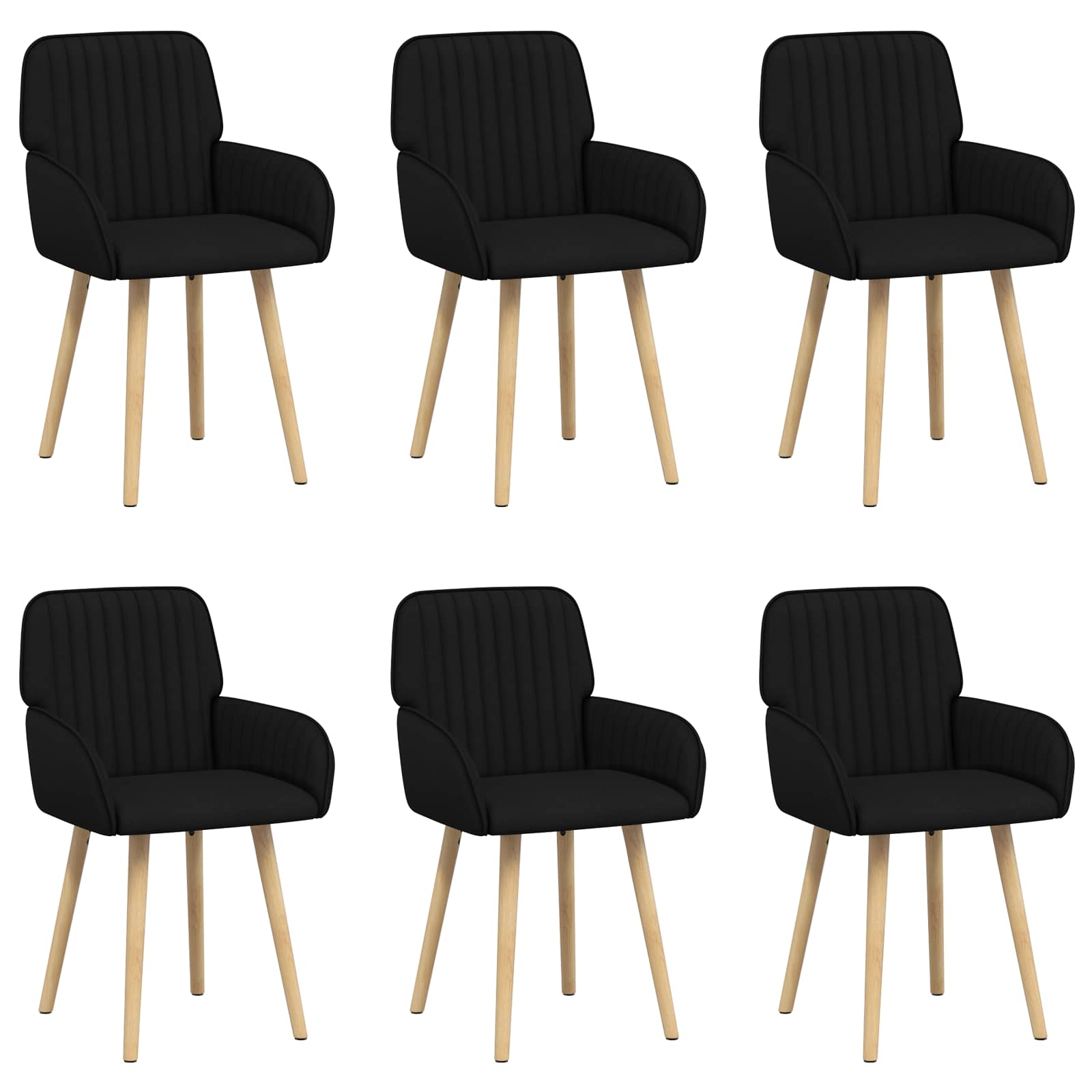 Καρέκλες φαγητού 6 pcs Ύφασμα Μαύρο 56,5 x 50 x 87,5 εκ.