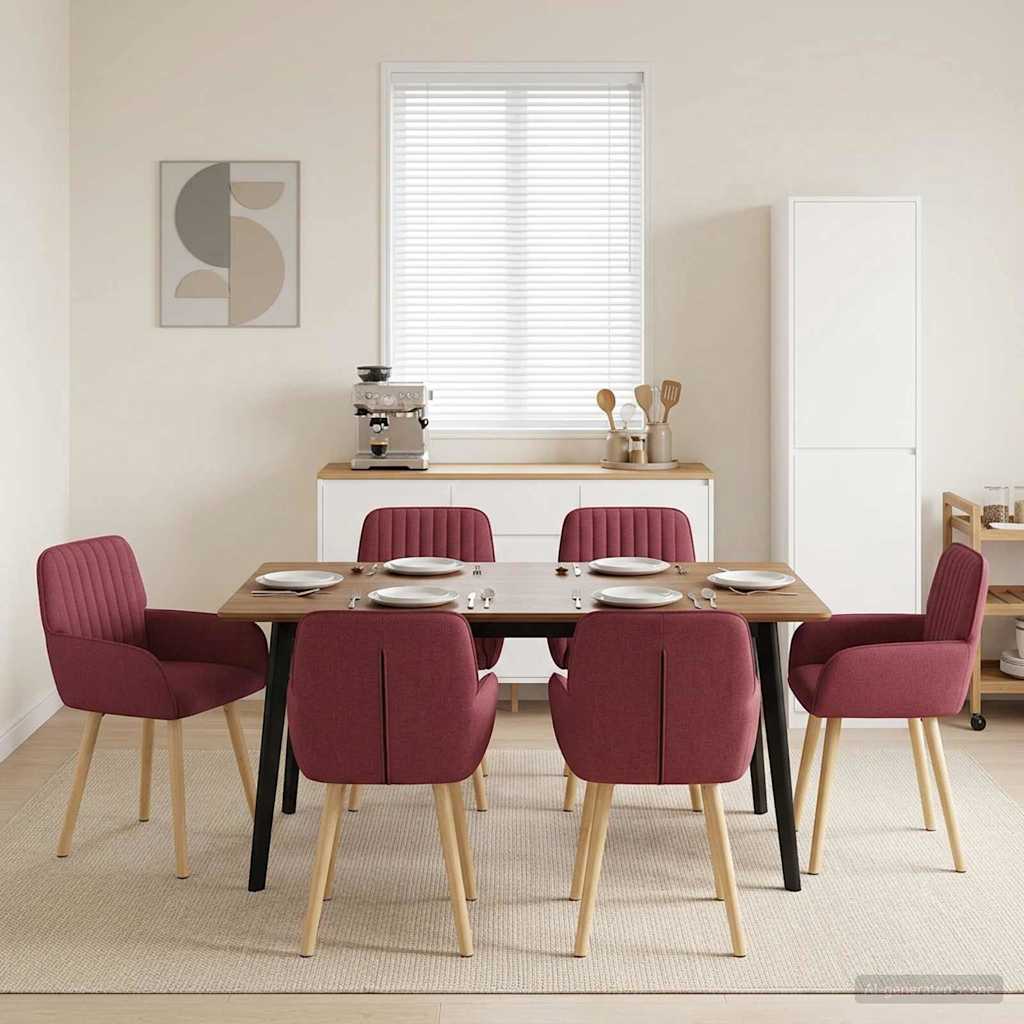 Καρέκλες φαγητού 6 pcs Ύφασμα Κόκκινο 56,5 x 50 x 87,5 εκ. - Pakobazaar