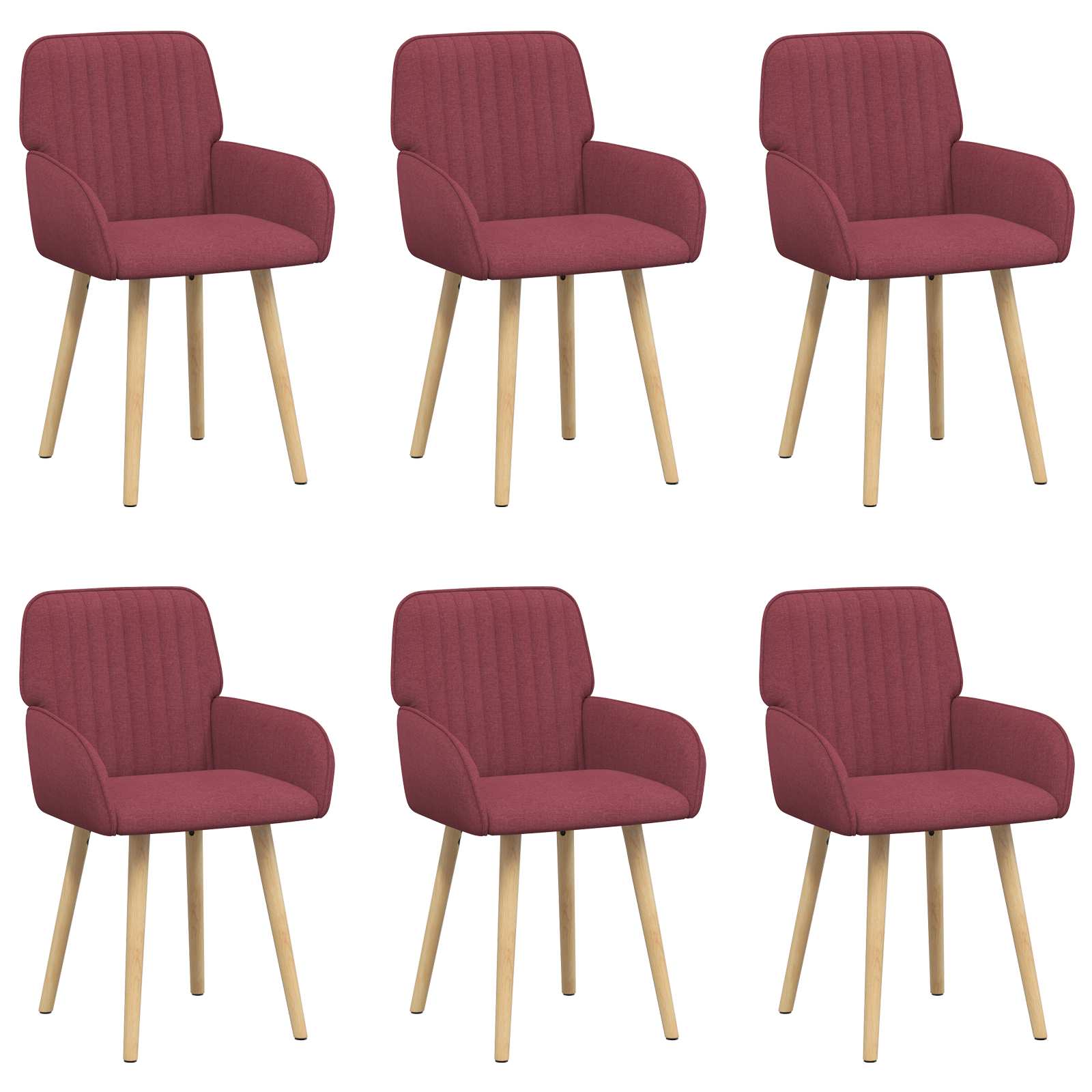 Καρέκλες φαγητού 6 pcs Ύφασμα Κόκκινο 56,5 x 50 x 87,5 εκ. - Pakobazaar
