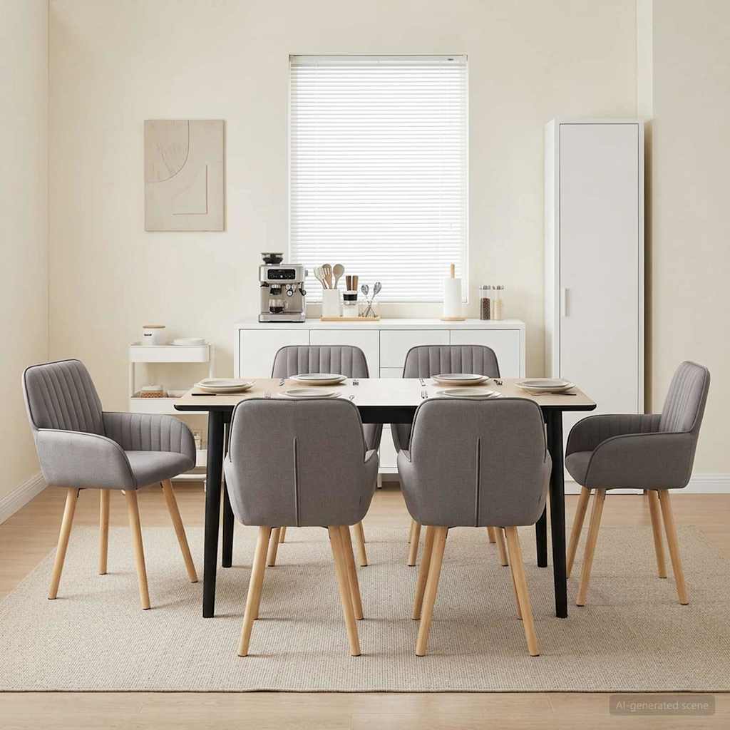 Καρέκλες φαγητού 6 pcs Ύφασμα Taupe 56,5 x 50 x 87,5 εκ. - Pakobazaar