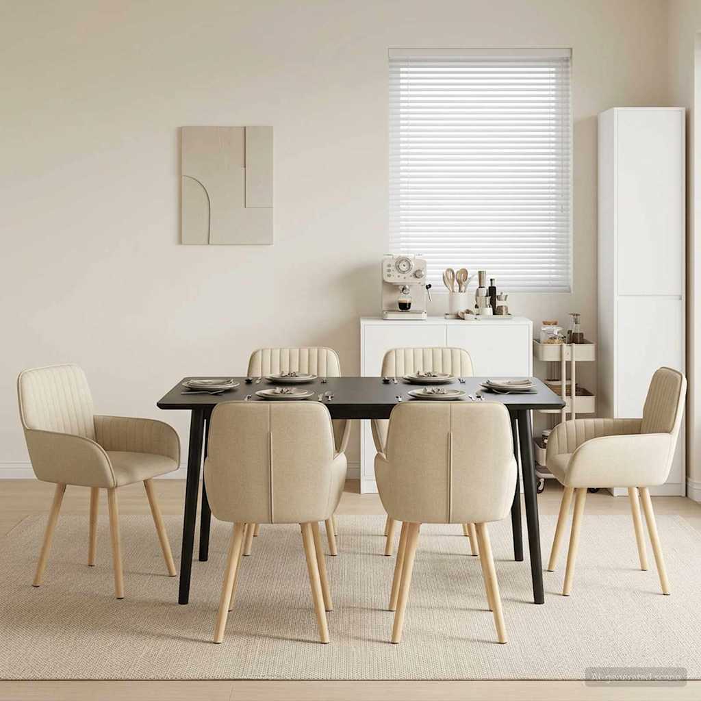 Καρέκλες φαγητού 6 pcs Ύφασμα Κρεμ 56,5 x 50 x 87,5 εκ. - Pakobazaar