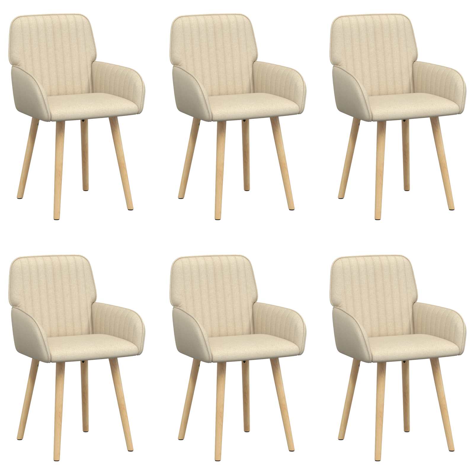 Καρέκλες φαγητού 6 pcs Ύφασμα Κρεμ 56,5 x 50 x 87,5 εκ. - Pakobazaar