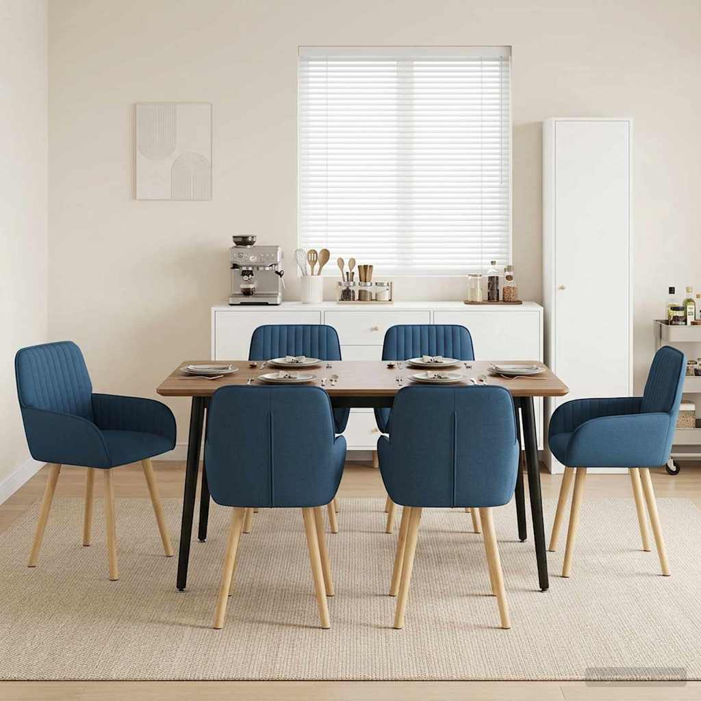 Καρέκλες φαγητού 6 pcs Ύφασμα Μπλε 56,5 x 50 x 87,5 εκ. - Pakobazaar