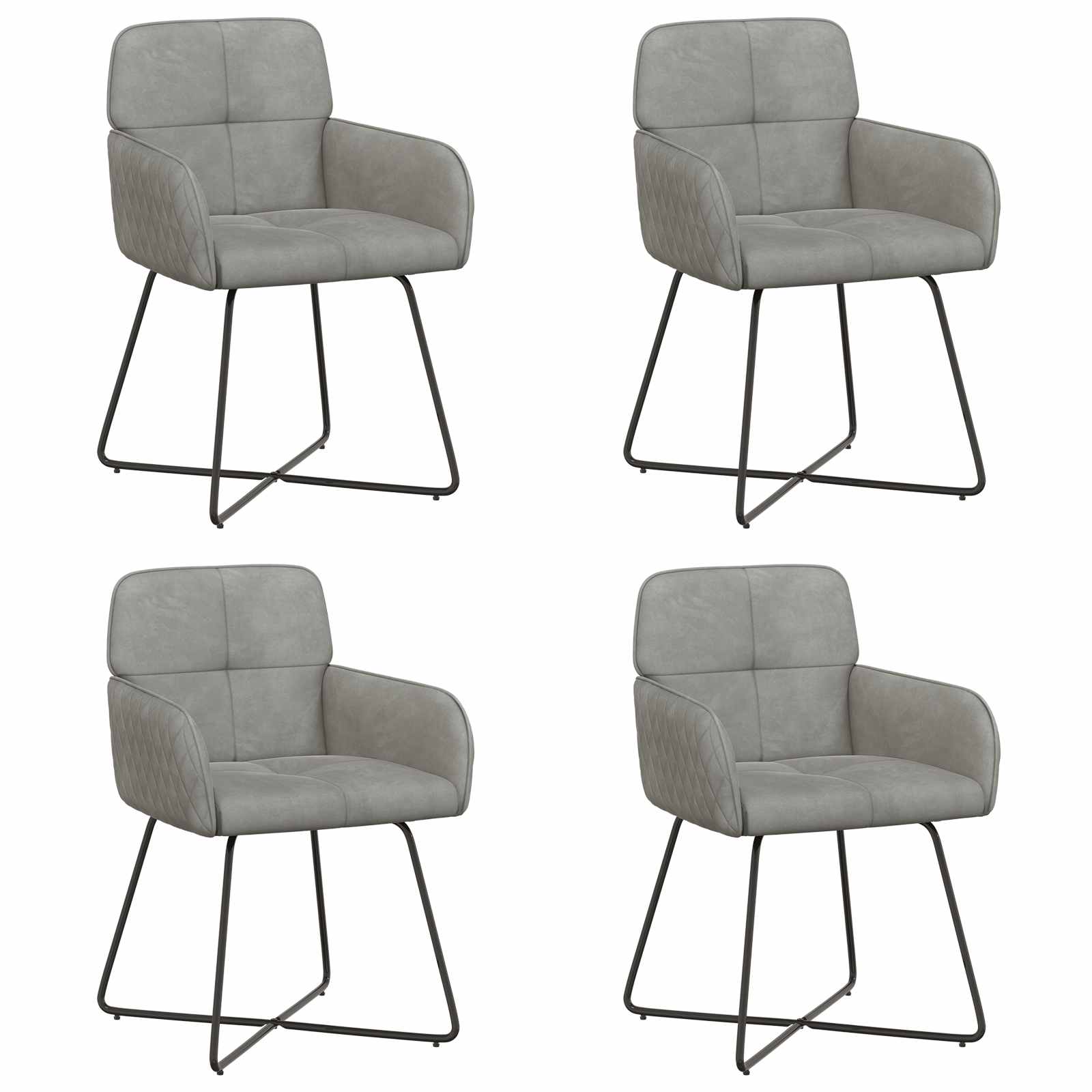 Καρέκλες φαγητού 4 pcs Βελούδο Ανοιχτό γκρι 59 x 56,5 x 86 εκ.