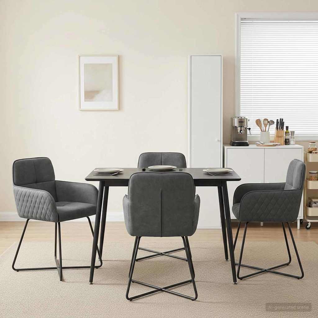 Καρέκλες φαγητού 4 pcs Βελούδο Σκούρο Γκρι 59 x 56,5 x 86 εκ. - Pakobazaar