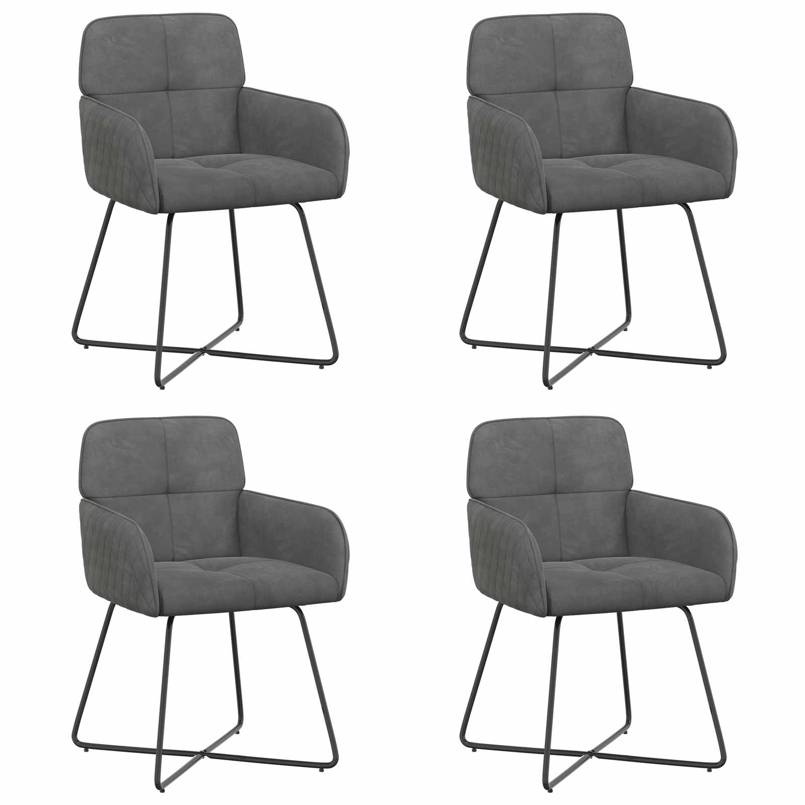 Καρέκλες φαγητού 4 pcs Βελούδο Σκούρο Γκρι 59 x 56,5 x 86 εκ. - Pakobazaar