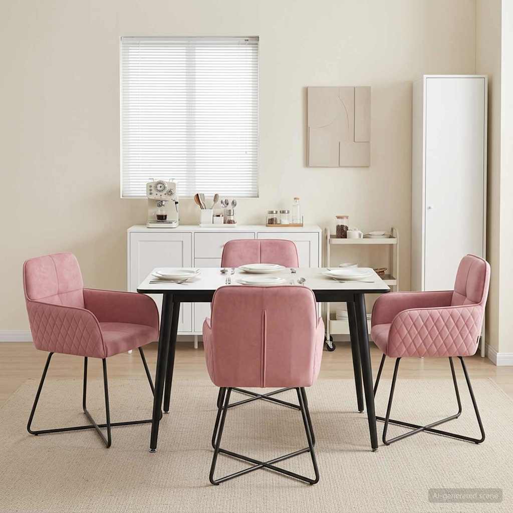 Καρέκλες φαγητού 4 pcs Βελούδο Ροζ 59 x 56,5 x 86 εκ.