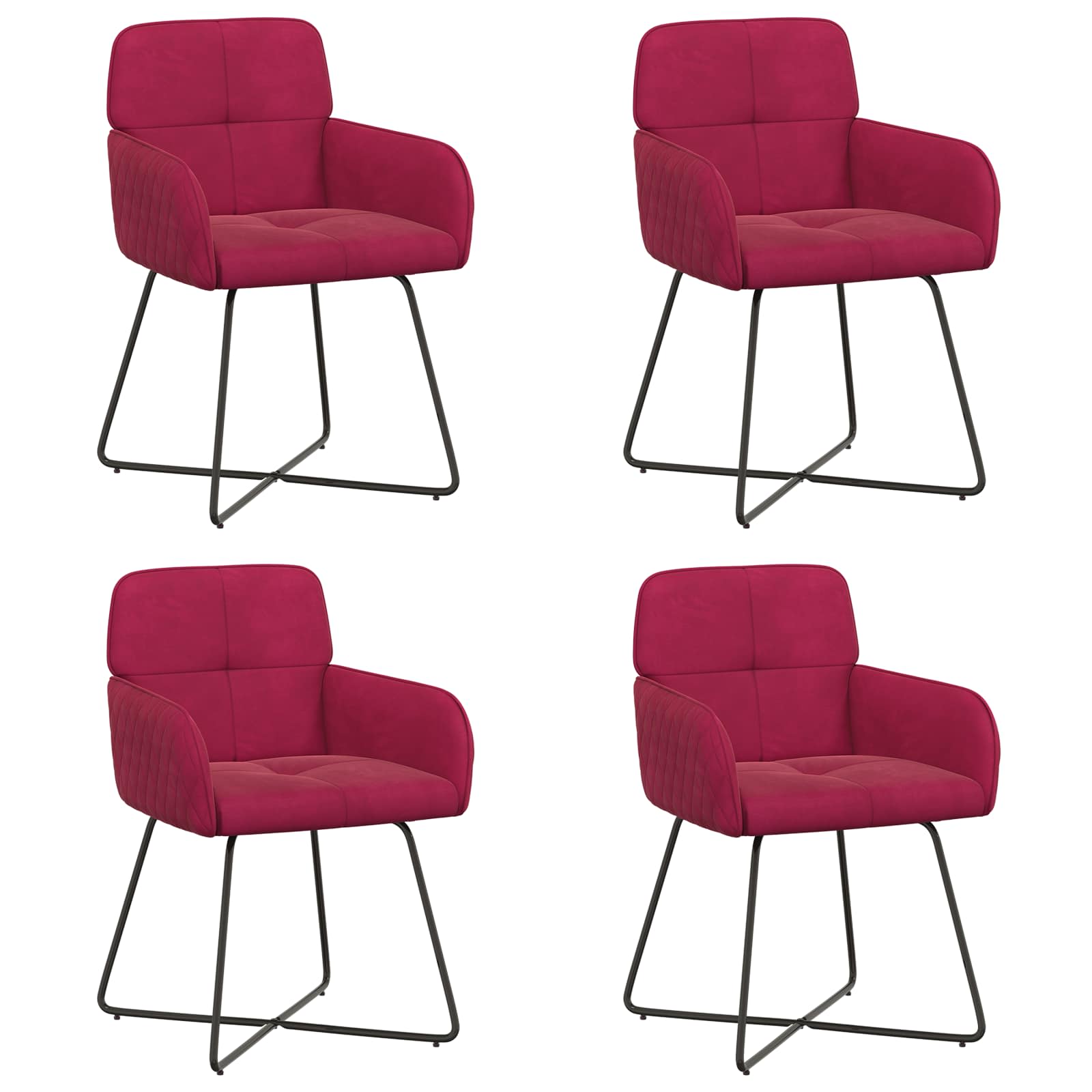 Καρέκλες φαγητού 4 pcs Βελούδο Κόκκινο 59 x 56,5 x 86 εκ. - Pakobazaar