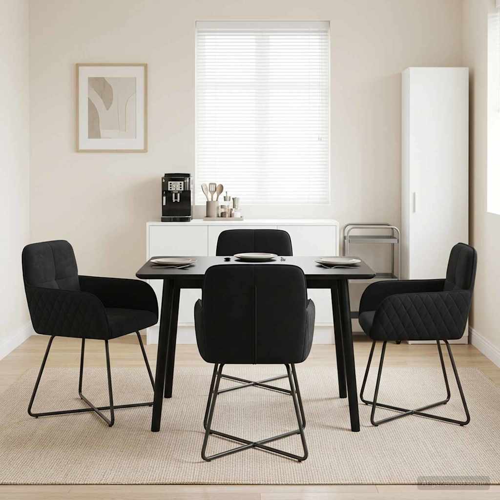 Καρέκλες φαγητού 4 pcs Βελούδο Μαύρο 59 x 56,5 x 86 εκ. - Pakobazaar