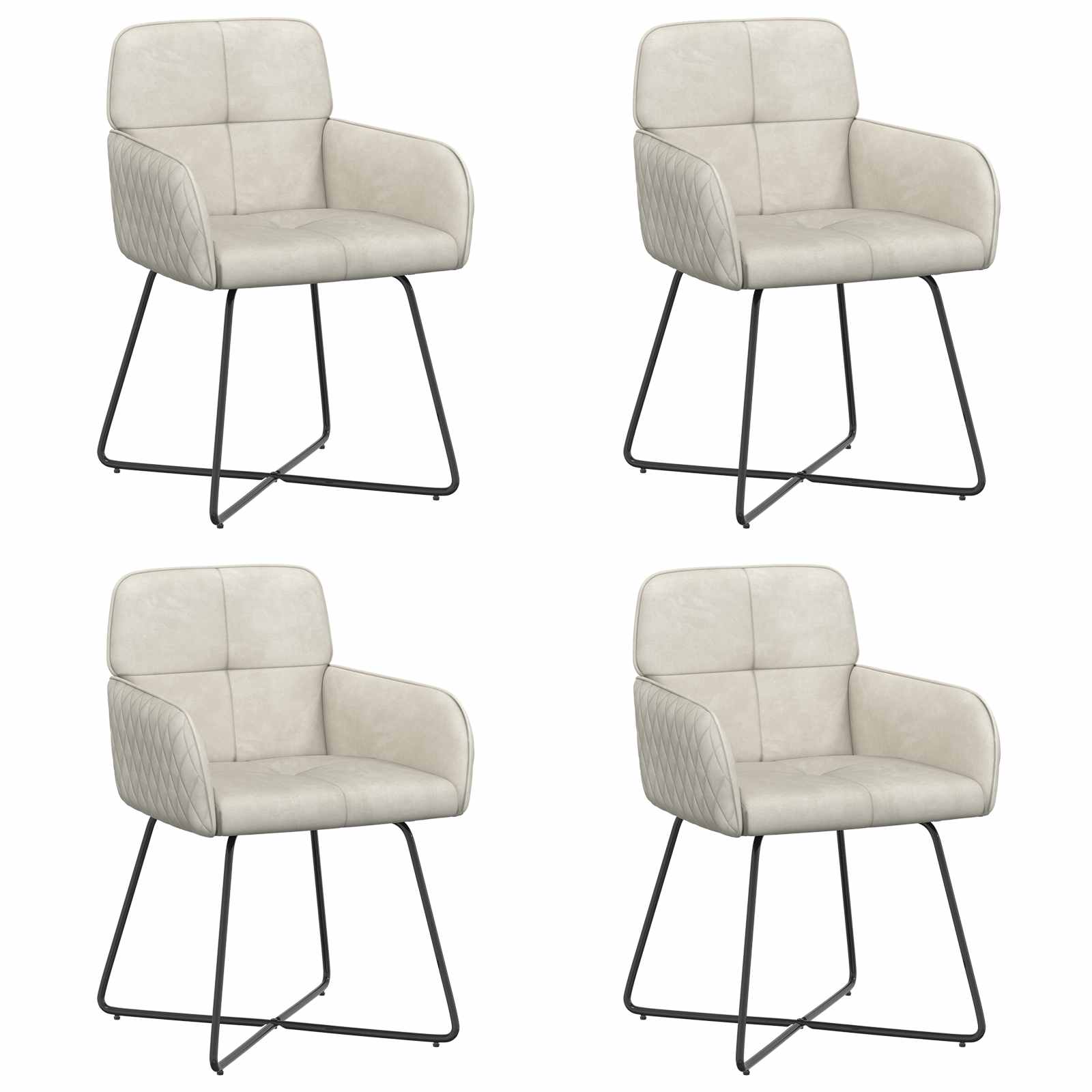 Καρέκλες φαγητού 4 pcs Βελούδο Κρεμ 59 x 56,5 x 86 εκ.