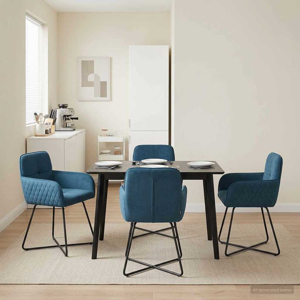 Καρέκλες φαγητού 4 pcs Βελούδο Μπλε 59 x 56,5 x 86 εκ.
