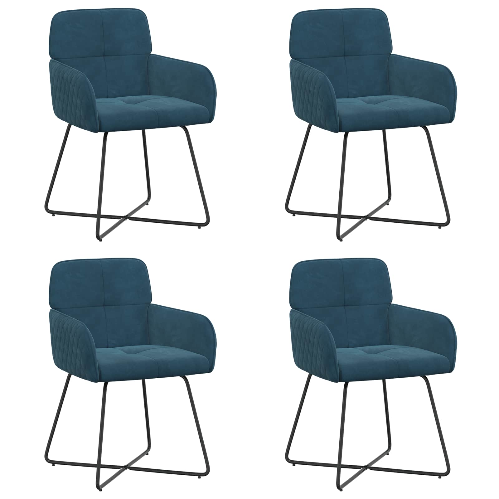 Καρέκλες φαγητού 4 pcs Βελούδο Μπλε 59 x 56,5 x 86 εκ.