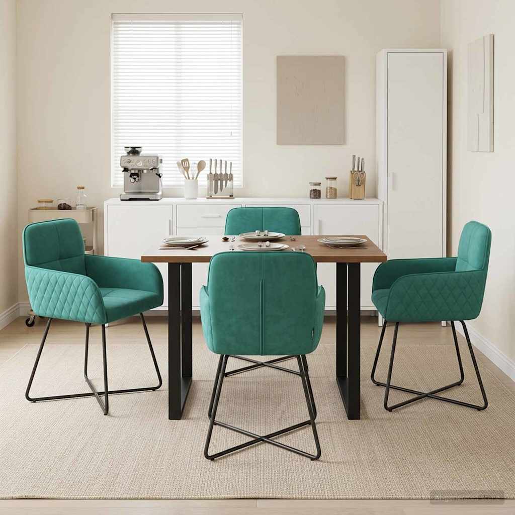 Καρέκλες φαγητού 4 pcs Βελούδο Τιρκουάζ 59 x 56,5 x 86 εκ.