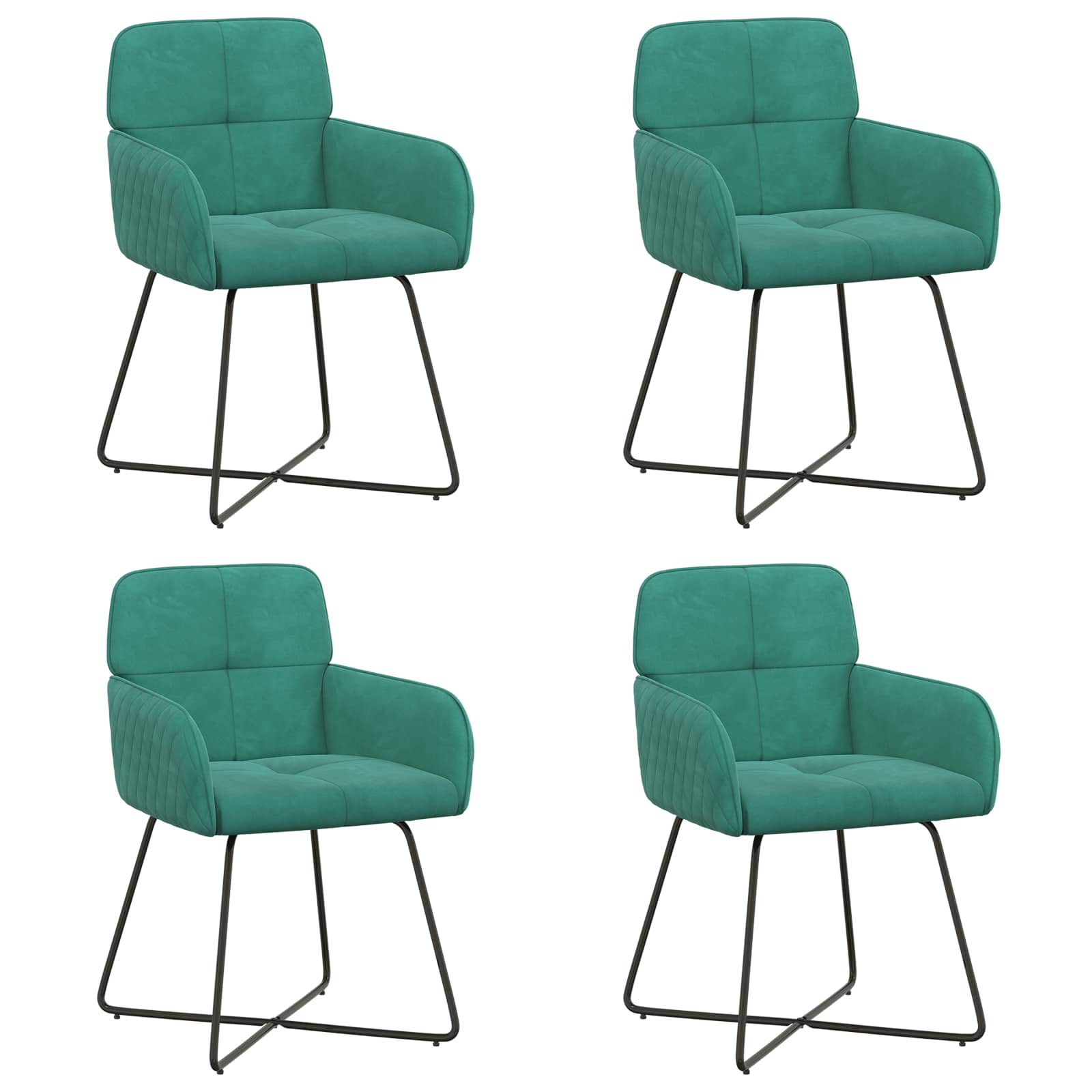 Καρέκλες φαγητού 4 pcs Βελούδο Τιρκουάζ 59 x 56,5 x 86 εκ.