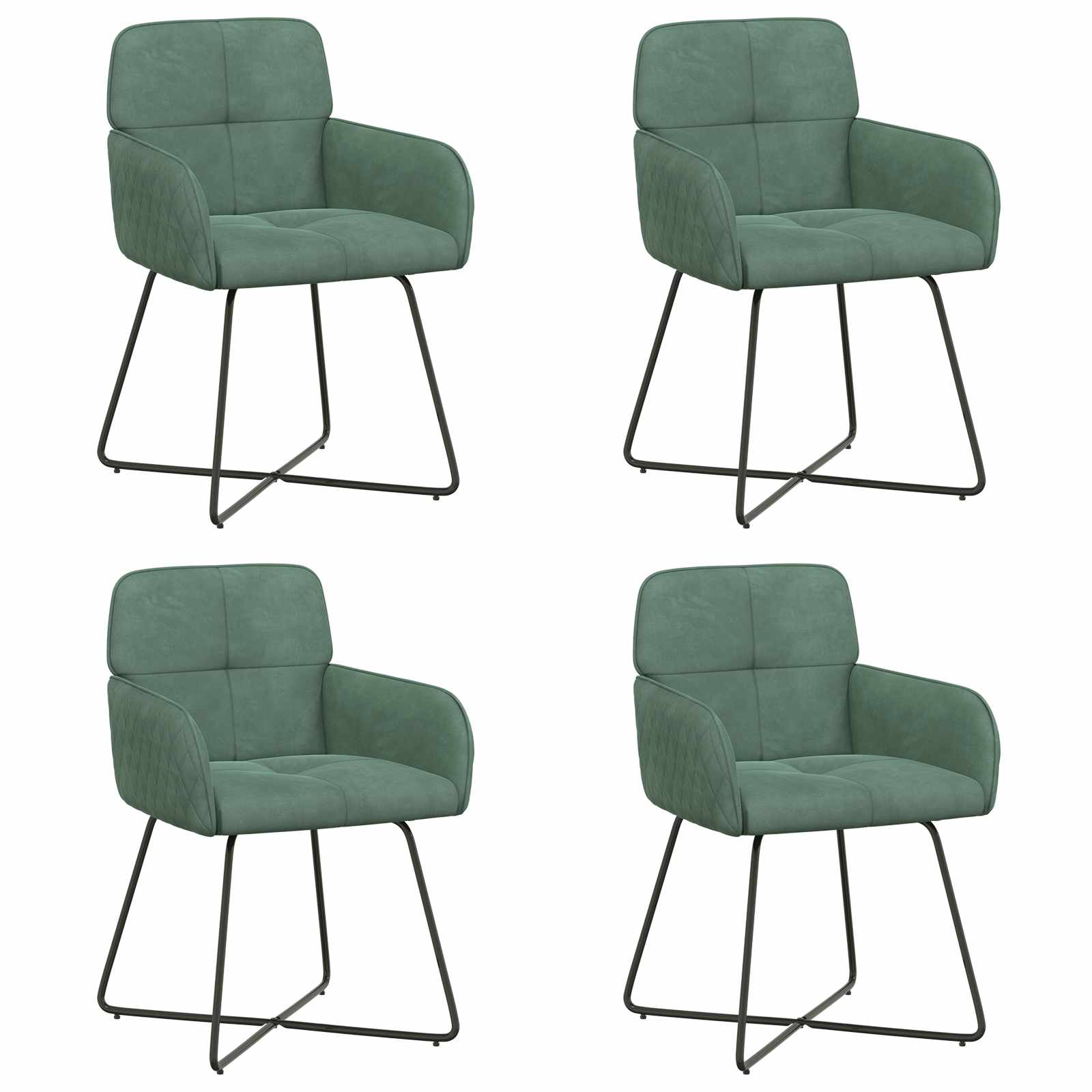 Καρέκλες φαγητού 4 pcs Βελούδο Θαλασσί 59 x 56,5 x 86 εκ. - Pakobazaar