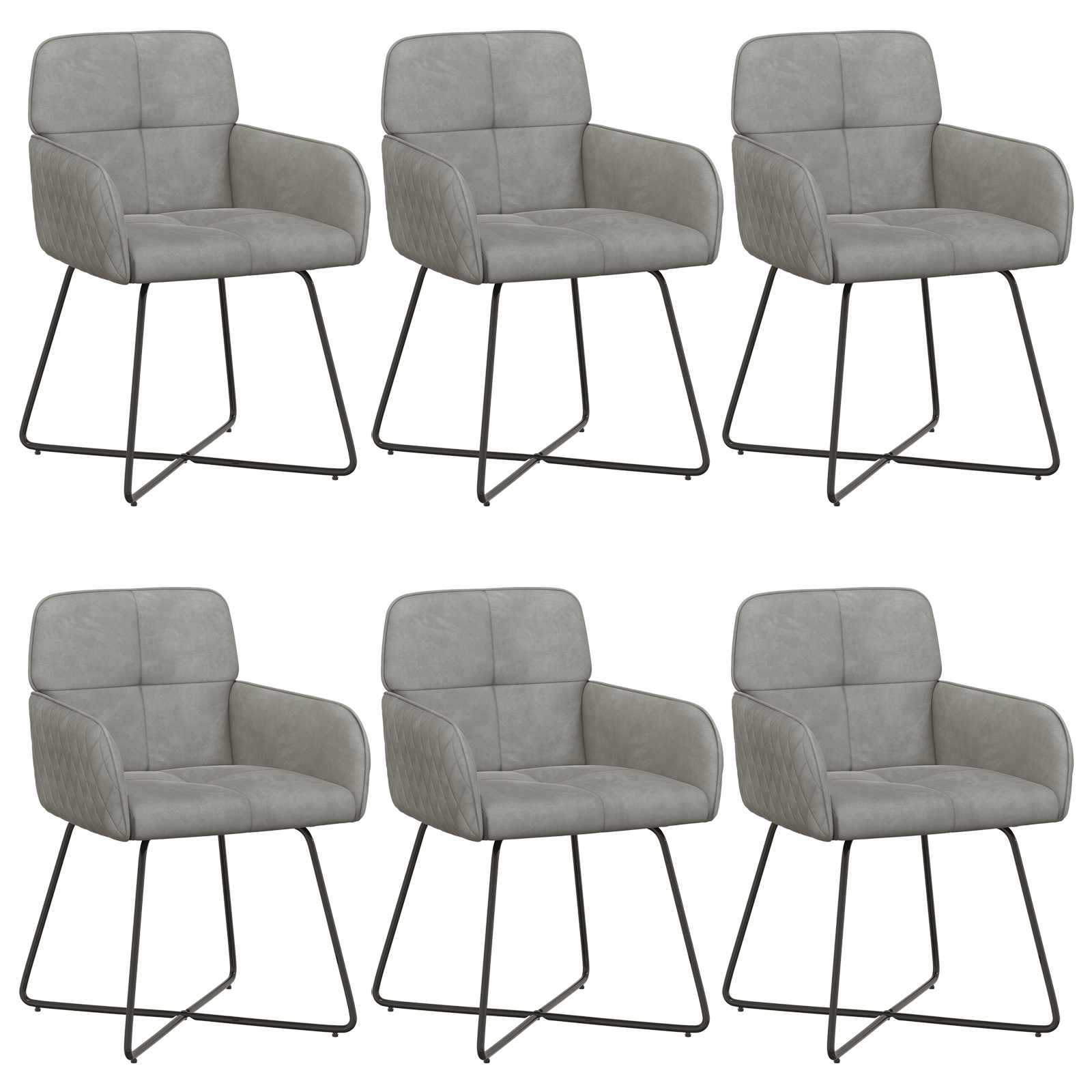 Καρέκλες φαγητού 6 pcs Βελούδο Ανοιχτό γκρι 59 x 56,5 x 86 εκ. - Pakobazaar