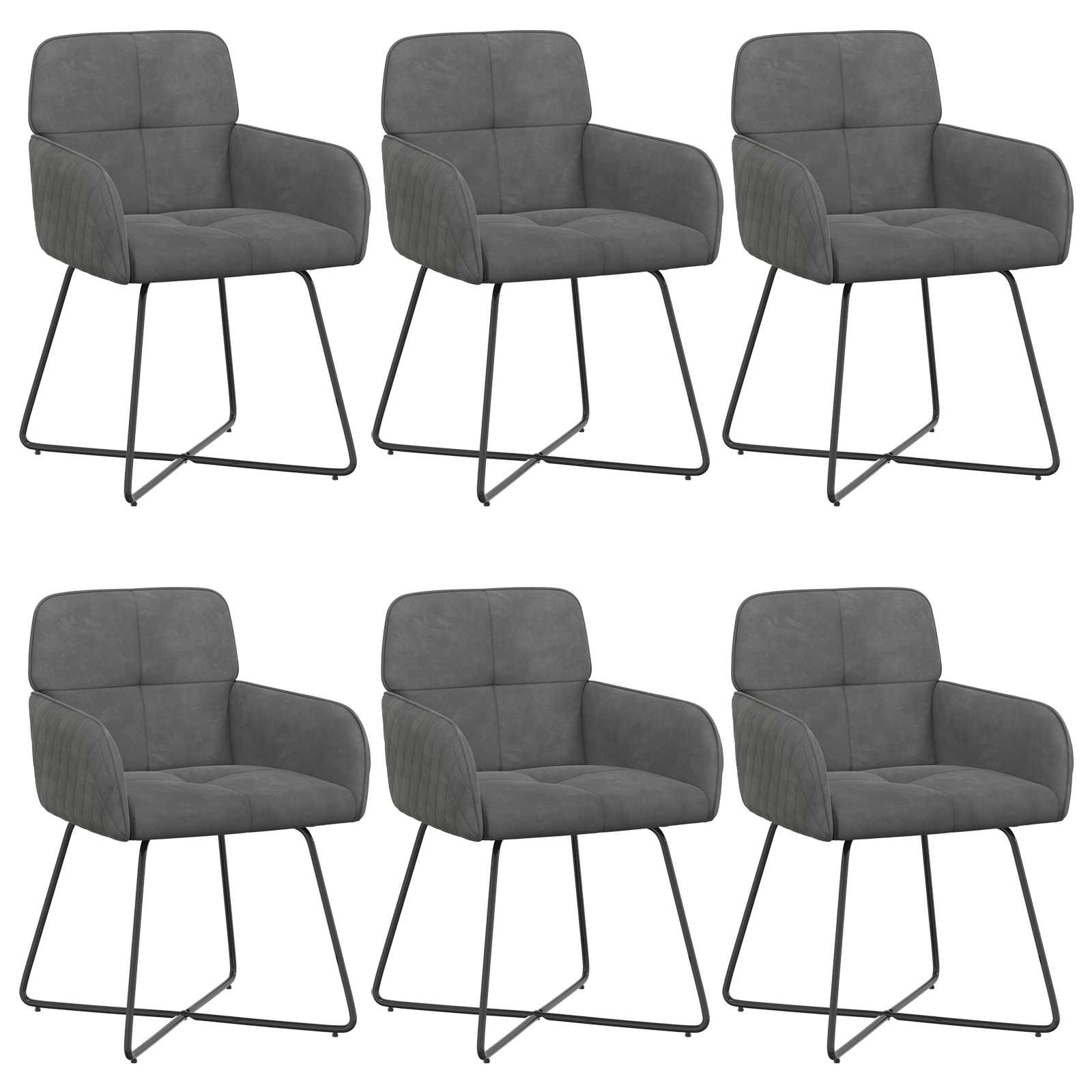 Καρέκλες φαγητού 6 pcs Βελούδο Σκούρο Γκρι 59 x 56,5 x 86 εκ. - Pakobazaar