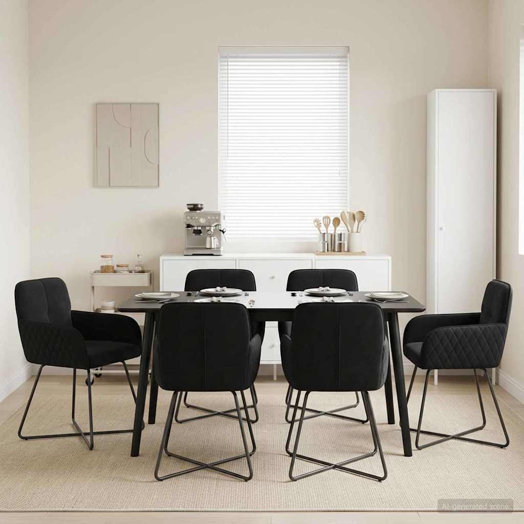 Καρέκλες φαγητού 6 pcs Βελούδο Μαύρο 59 x 56,5 x 86 εκ.