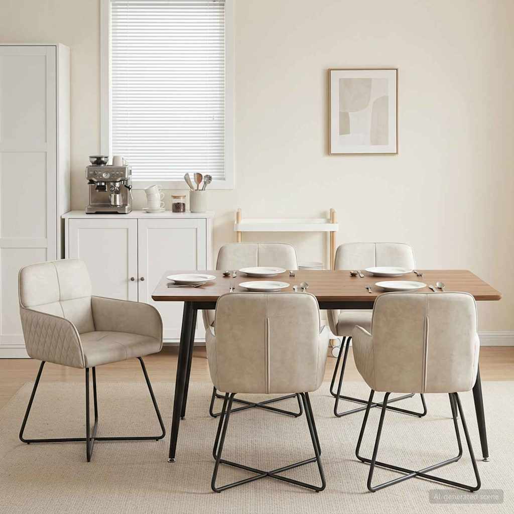 Καρέκλες φαγητού 6 pcs Βελούδο Κρεμ 59 x 56,5 x 86 εκ.