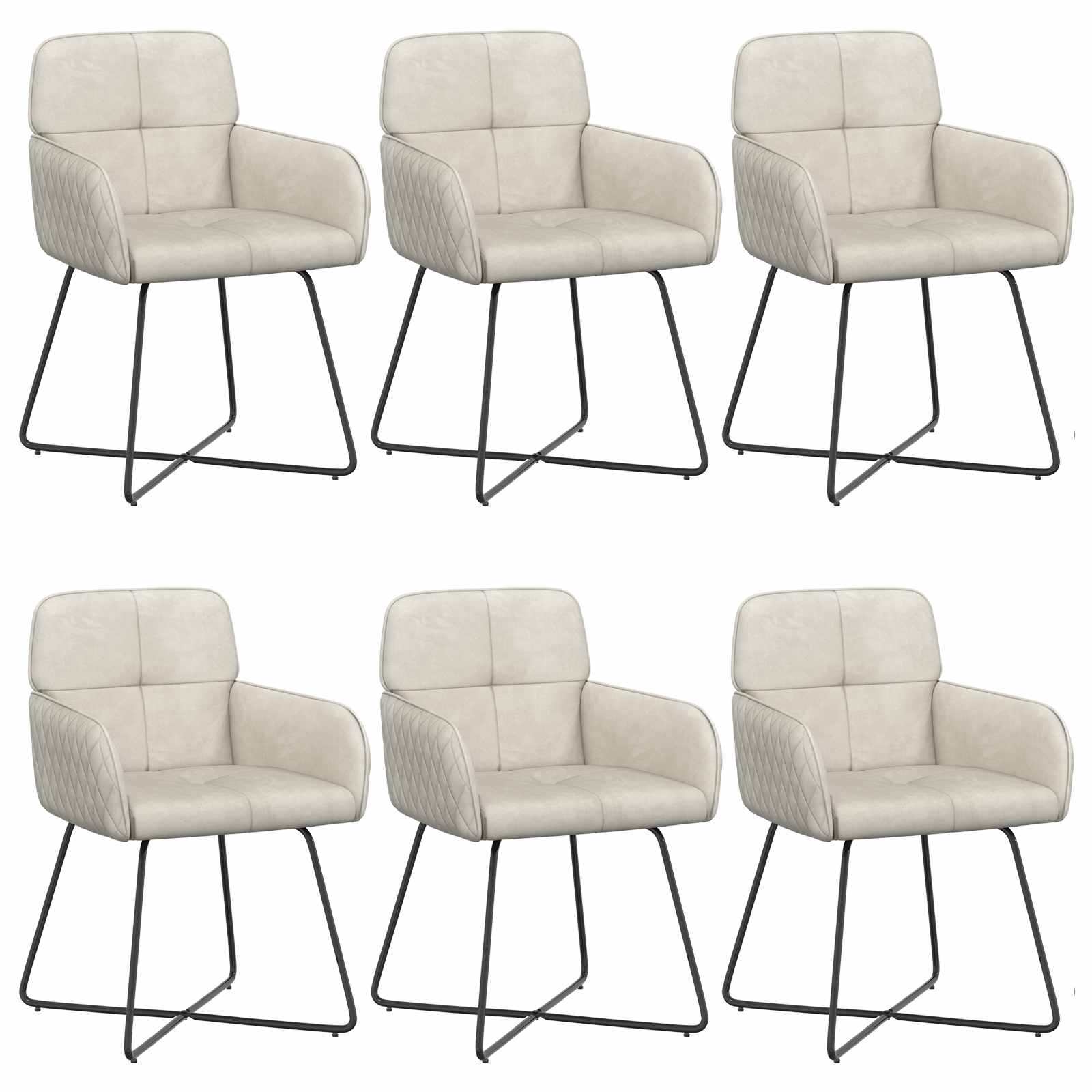 Καρέκλες φαγητού 6 pcs Βελούδο Κρεμ 59 x 56,5 x 86 εκ.