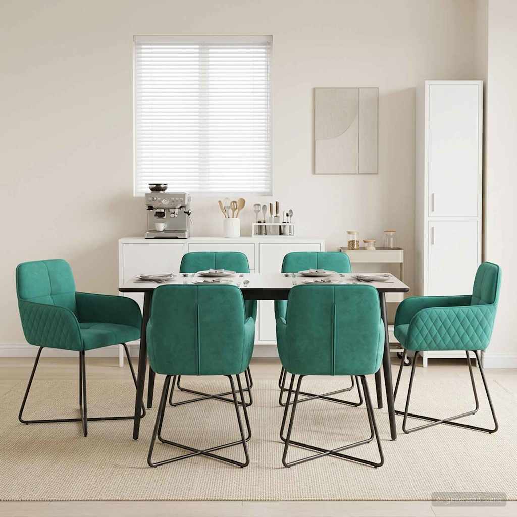 Καρέκλες φαγητού 6 pcs Βελούδο Τιρκουάζ 59 x 56,5 x 86 εκ. - Pakobazaar