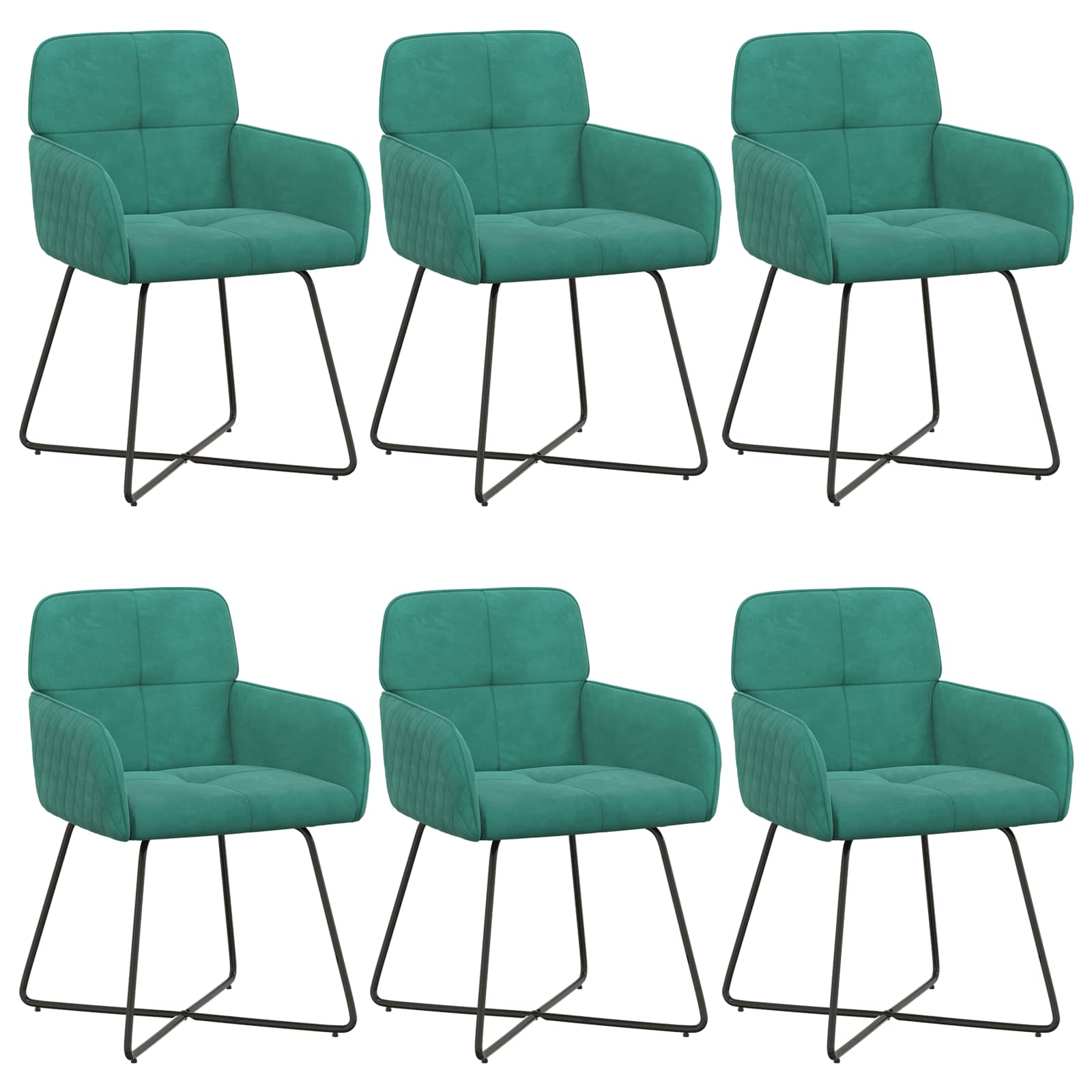 Καρέκλες φαγητού 6 pcs Βελούδο Τιρκουάζ 59 x 56,5 x 86 εκ. - Pakobazaar