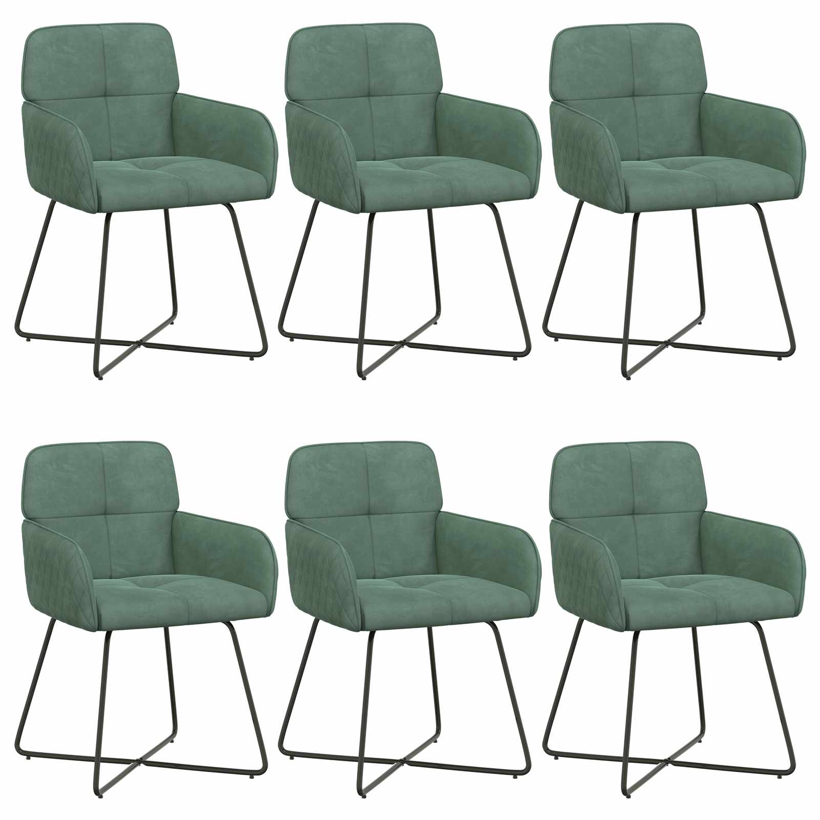 Καρέκλες φαγητού 6 pcs Βελούδο Θαλασσί 59 x 56,5 x 86 εκ.