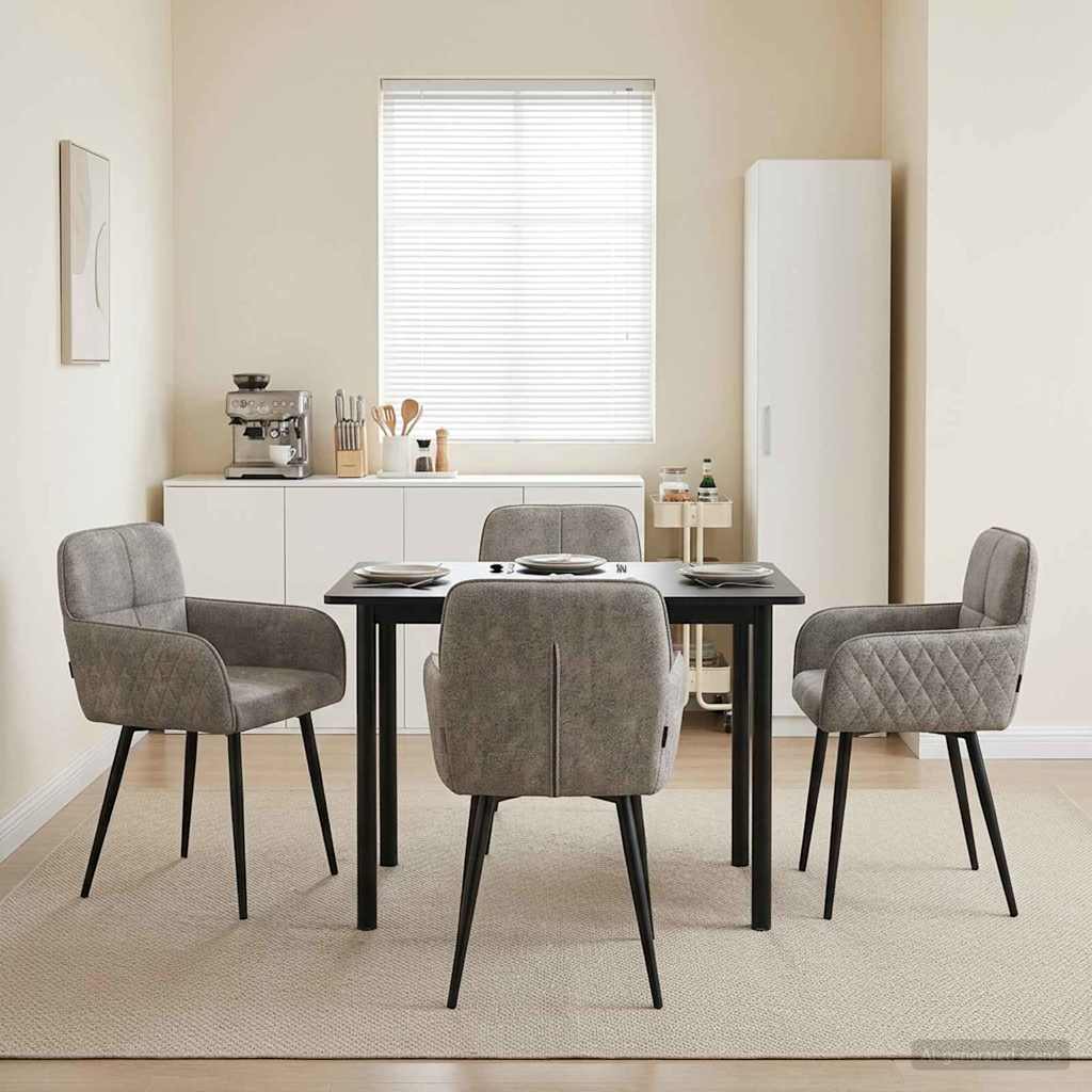 Καρέκλες φαγητού 4 pcs Φιλικό Δερμάτινο Σουέντ Ανοιχτό γκρι