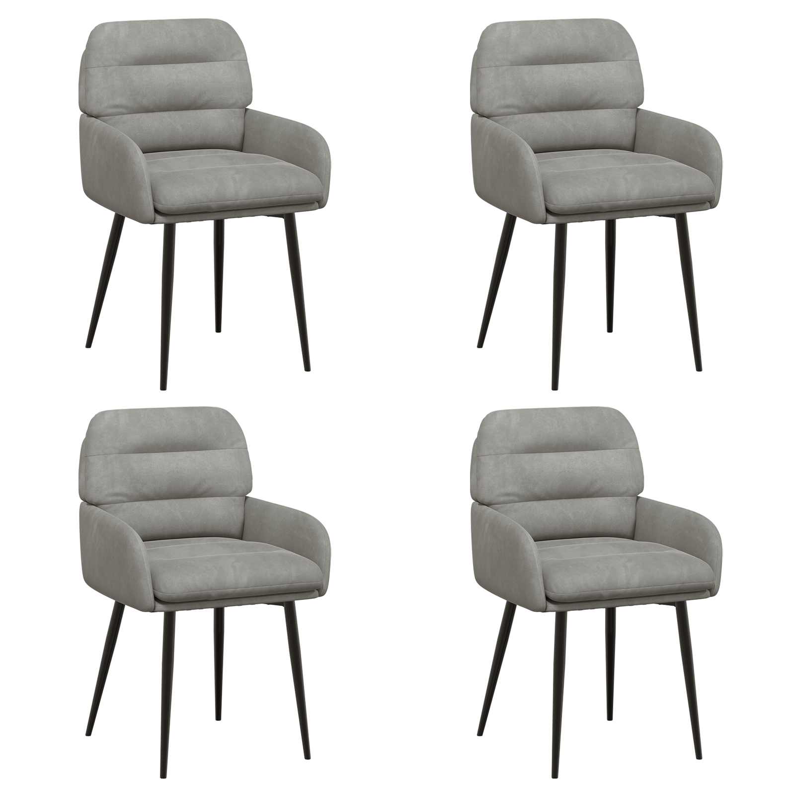 Καρέκλες φαγητού 4 pcs Βελούδο Ανοιχτό γκρι 59 x 59,5 x 90 εκ