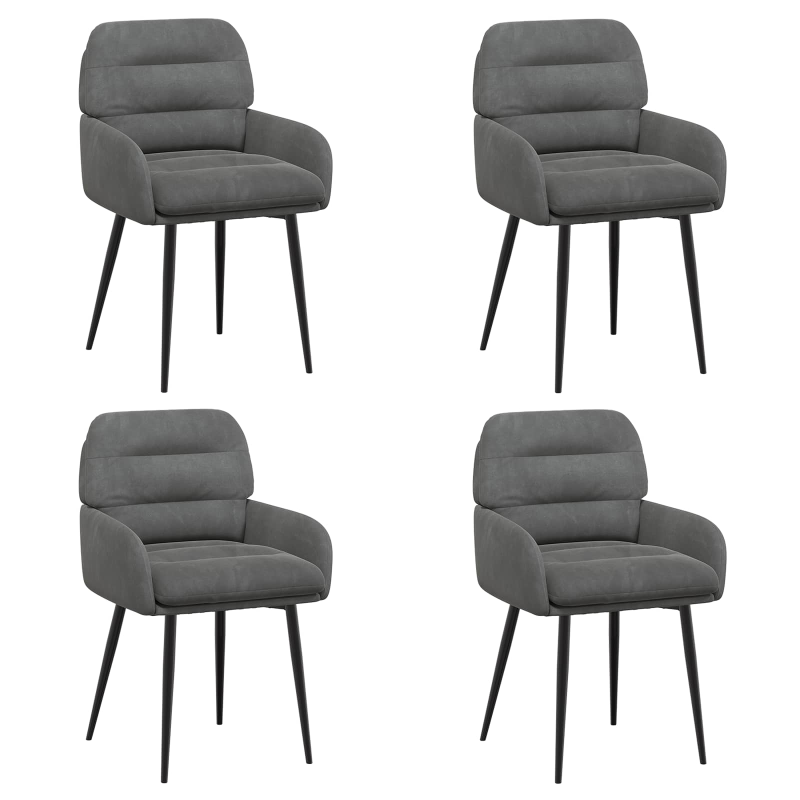 Καρέκλες φαγητού 4 pcs Βελούδο Σκούρο Γκρι 59 x 59,5 x 90 εκ