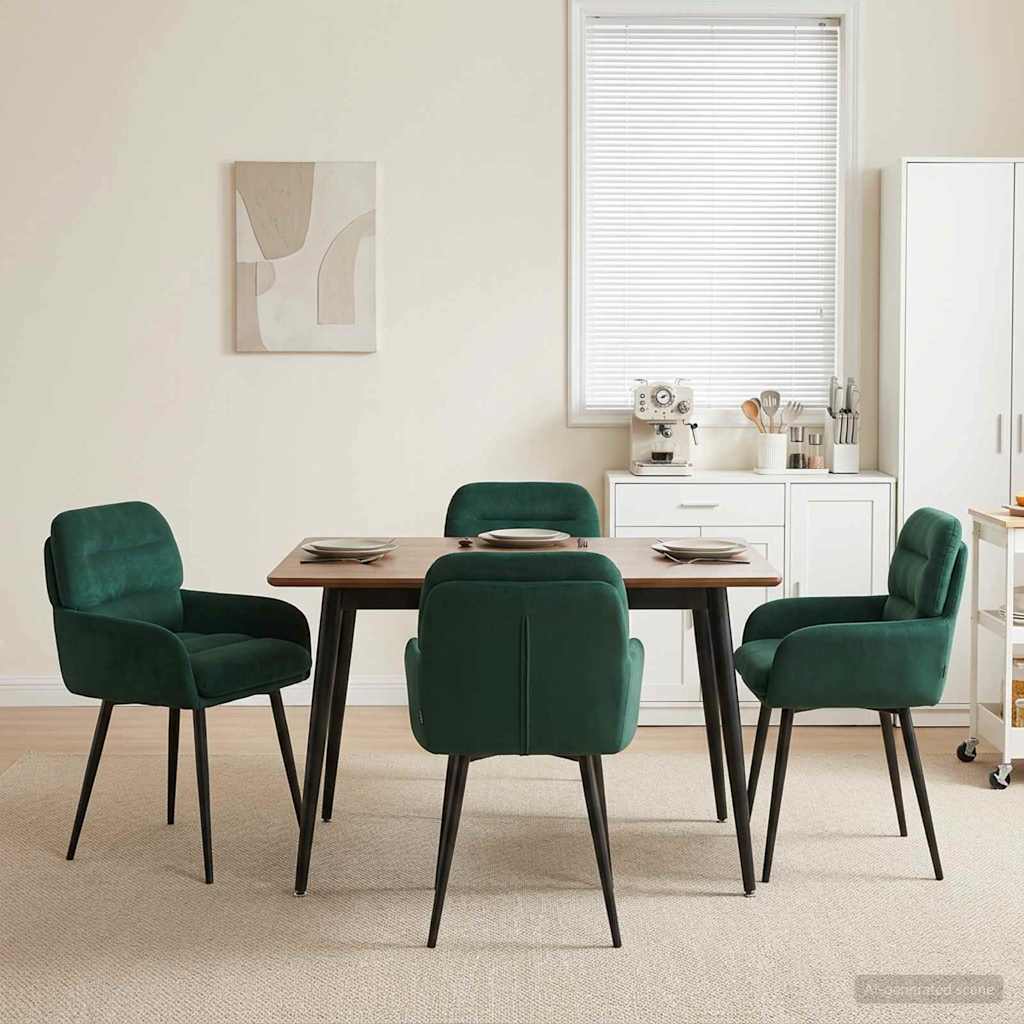 Καρέκλες φαγητού 4 pcs Βελούδο Σκούρο Πράσινο 59 x 59,5 x 90 εκ