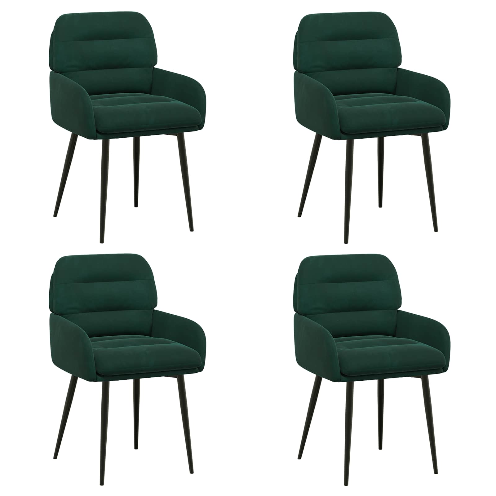 Καρέκλες φαγητού 4 pcs Βελούδο Σκούρο Πράσινο 59 x 59,5 x 90 εκ