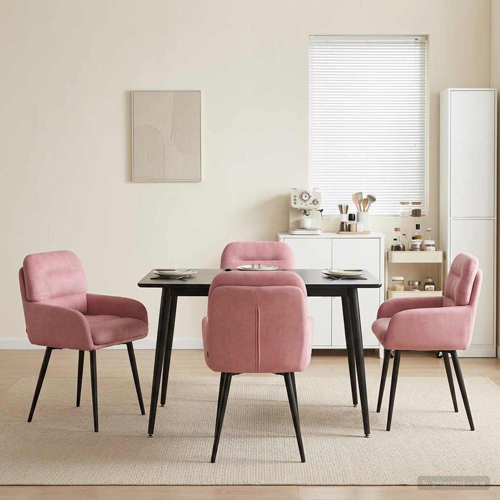Καρέκλες φαγητού 4 pcs Βελούδο Ροζ 59 x 59,5 x 90 εκ