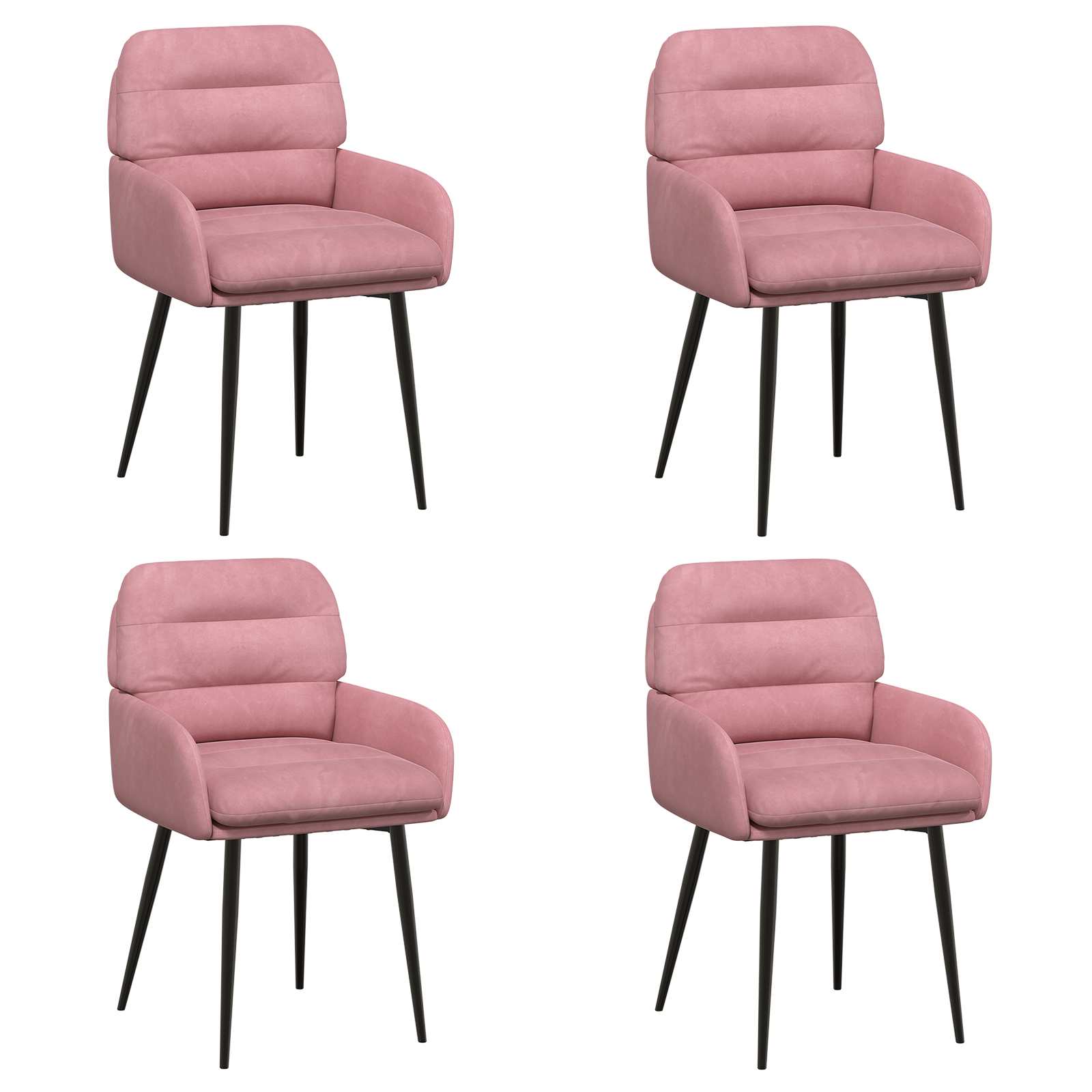 Καρέκλες φαγητού 4 pcs Βελούδο Ροζ 59 x 59,5 x 90 εκ