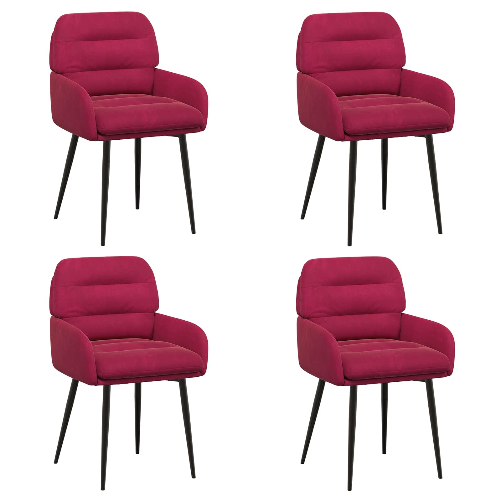 Καρέκλες φαγητού 4 pcs Βελούδο Κόκκινο 59 x 59,5 x 90 εκ
