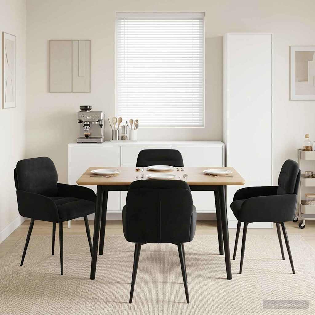Καρέκλες φαγητού 4 pcs Βελούδο Μαύρο 59 x 59,5 x 90 εκ