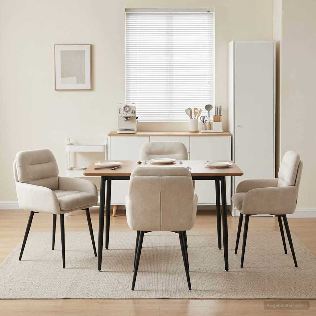 Καρέκλες φαγητού 4 pcs Βελούδο Κρεμ 59 x 59,5 x 90 εκ